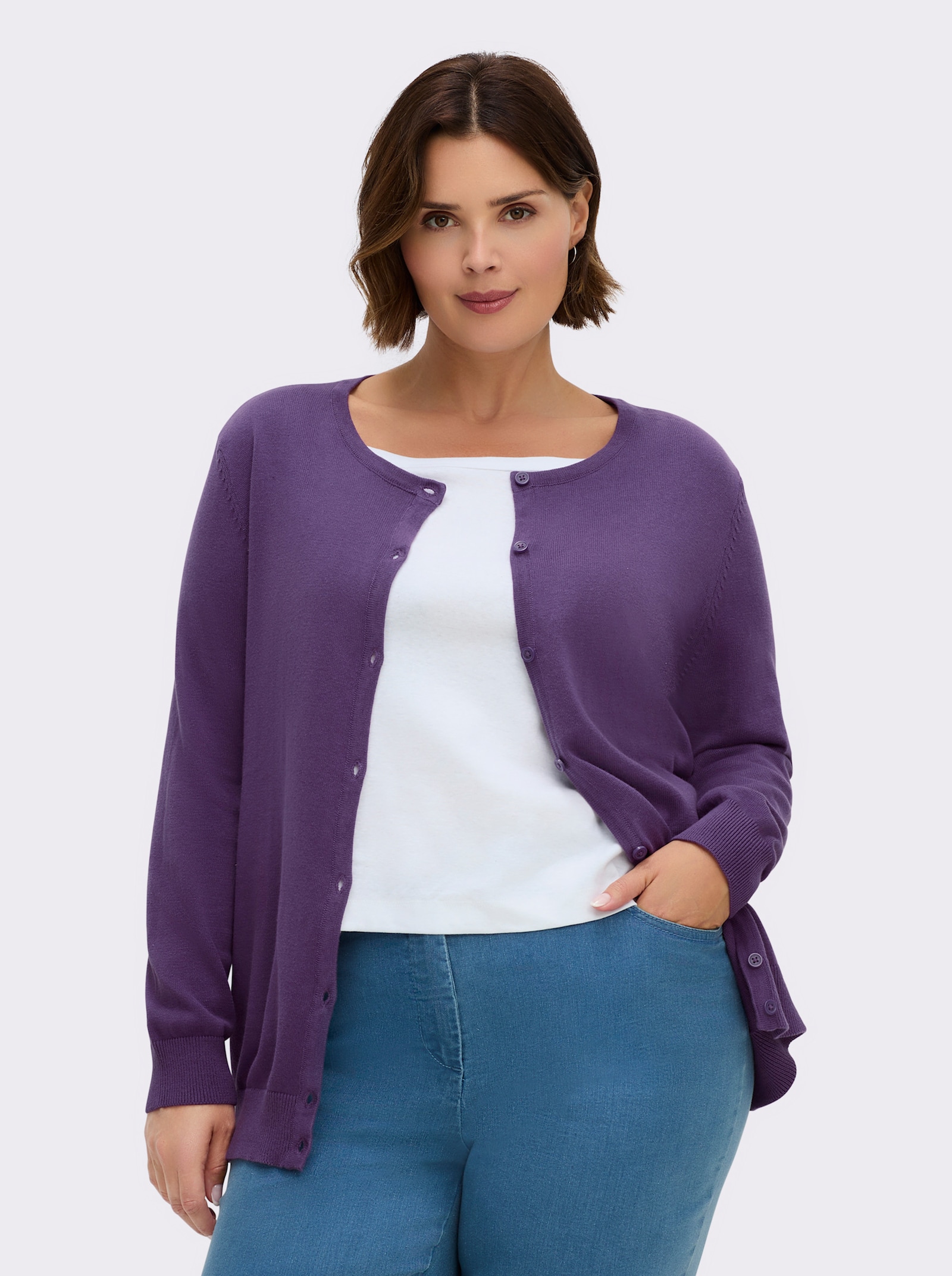 Strickjacke aus reiner Baumwolle - lila