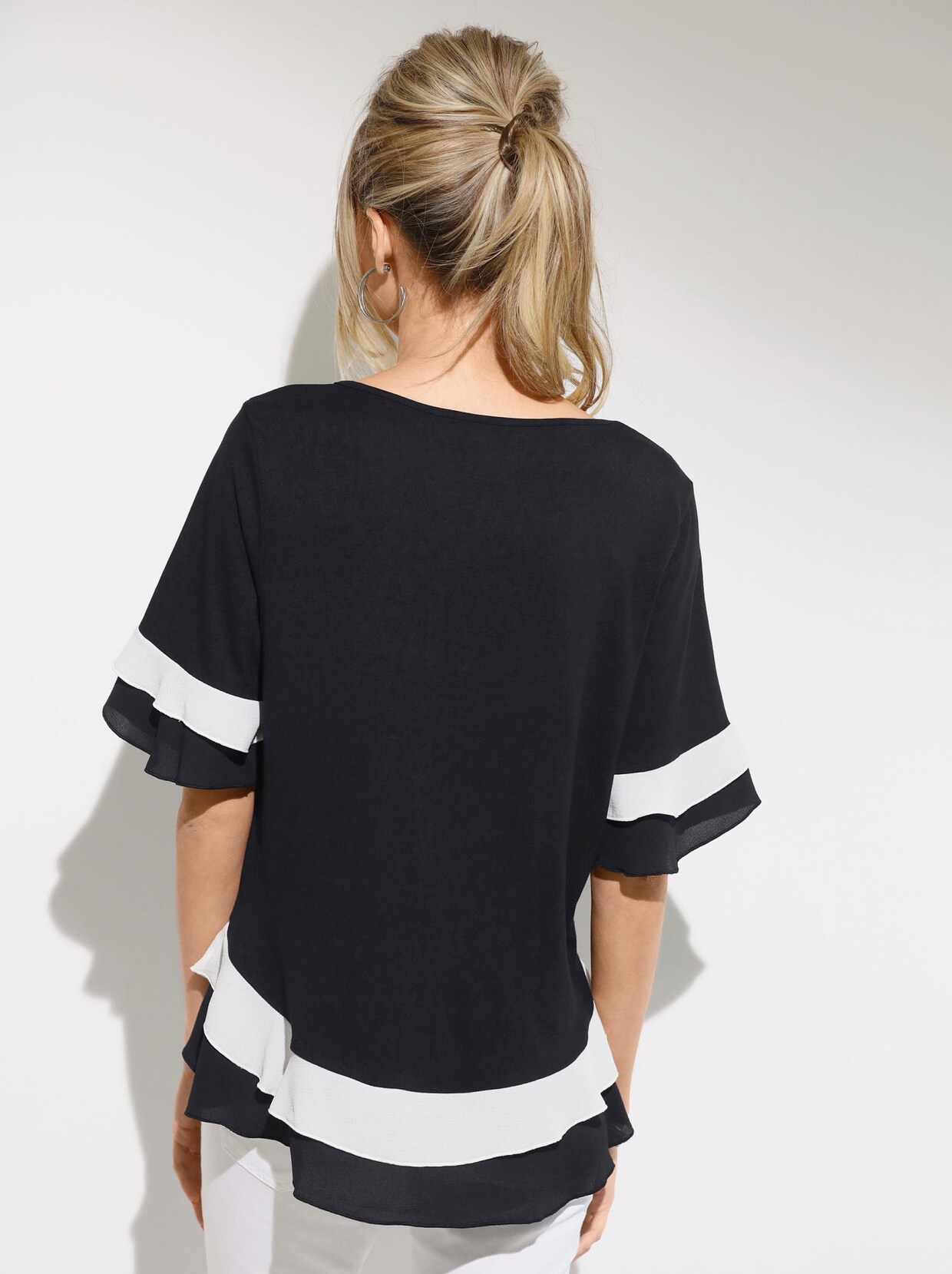 Rundhalsshirt - schwarz-weiss