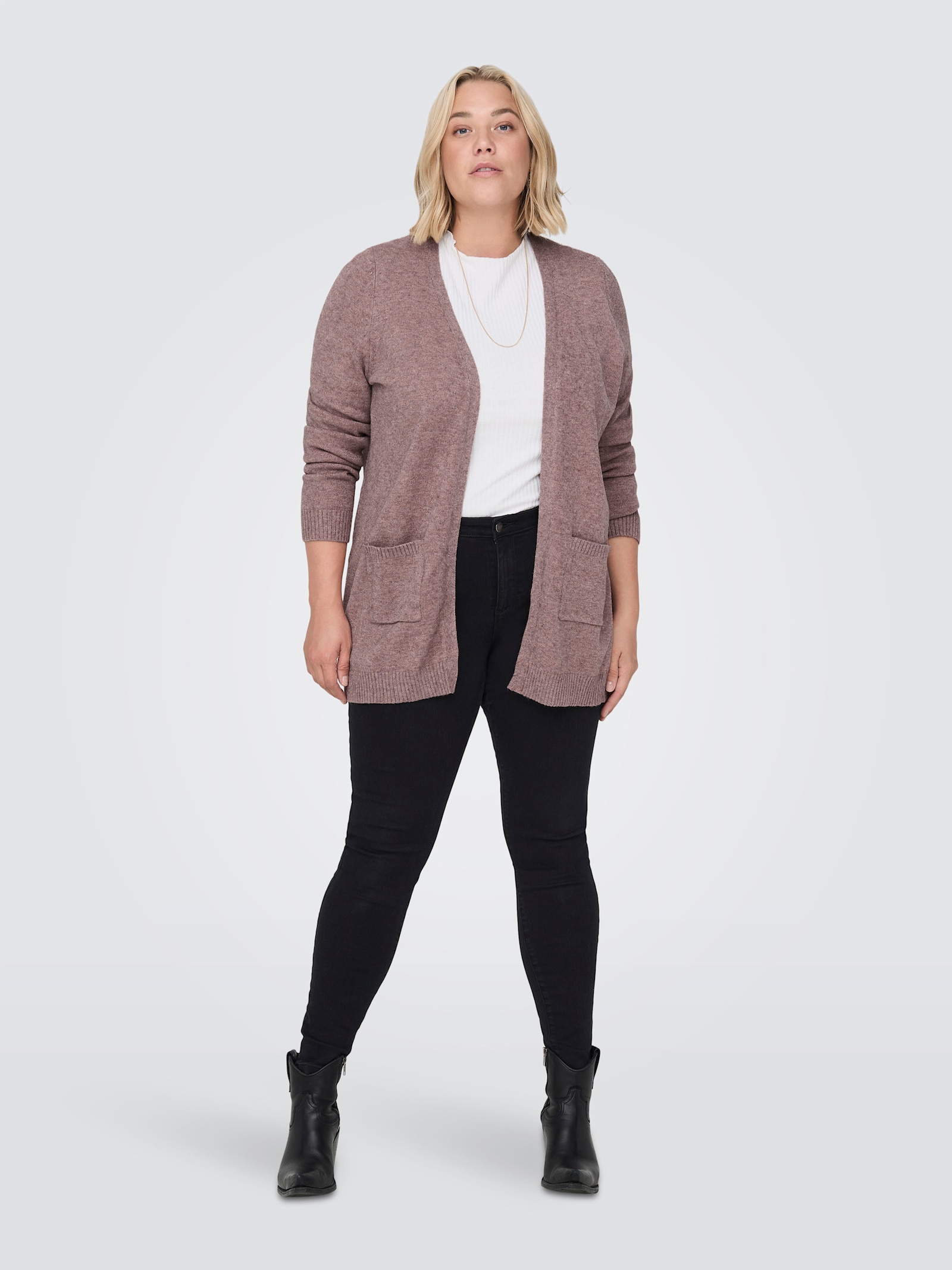 ONLY CARMAKOMA Strickjacke - rose brown detail:melange