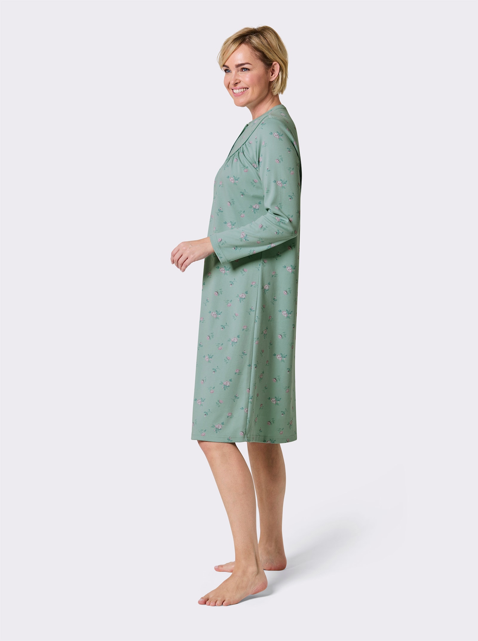wäschepur Nachthemd mit floralem Muster - kalkmint-rosé-bedruckt