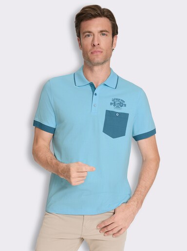 Poloshirt mit kontrastfarbigen Details - aqua