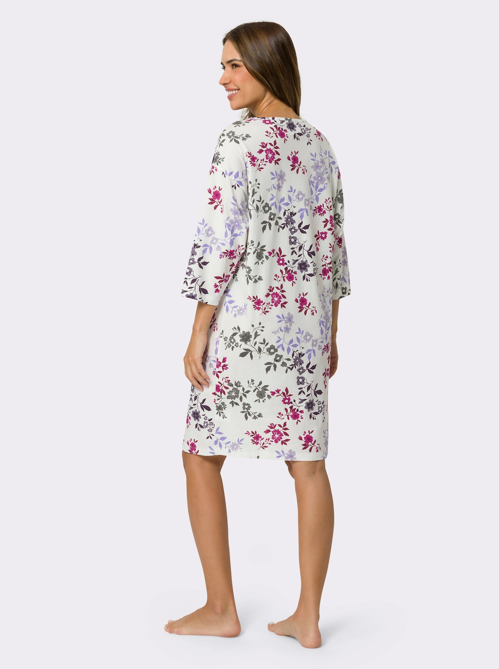 Nachthemd mit Fledermaus-Ärmeln - ecru-bedruckt