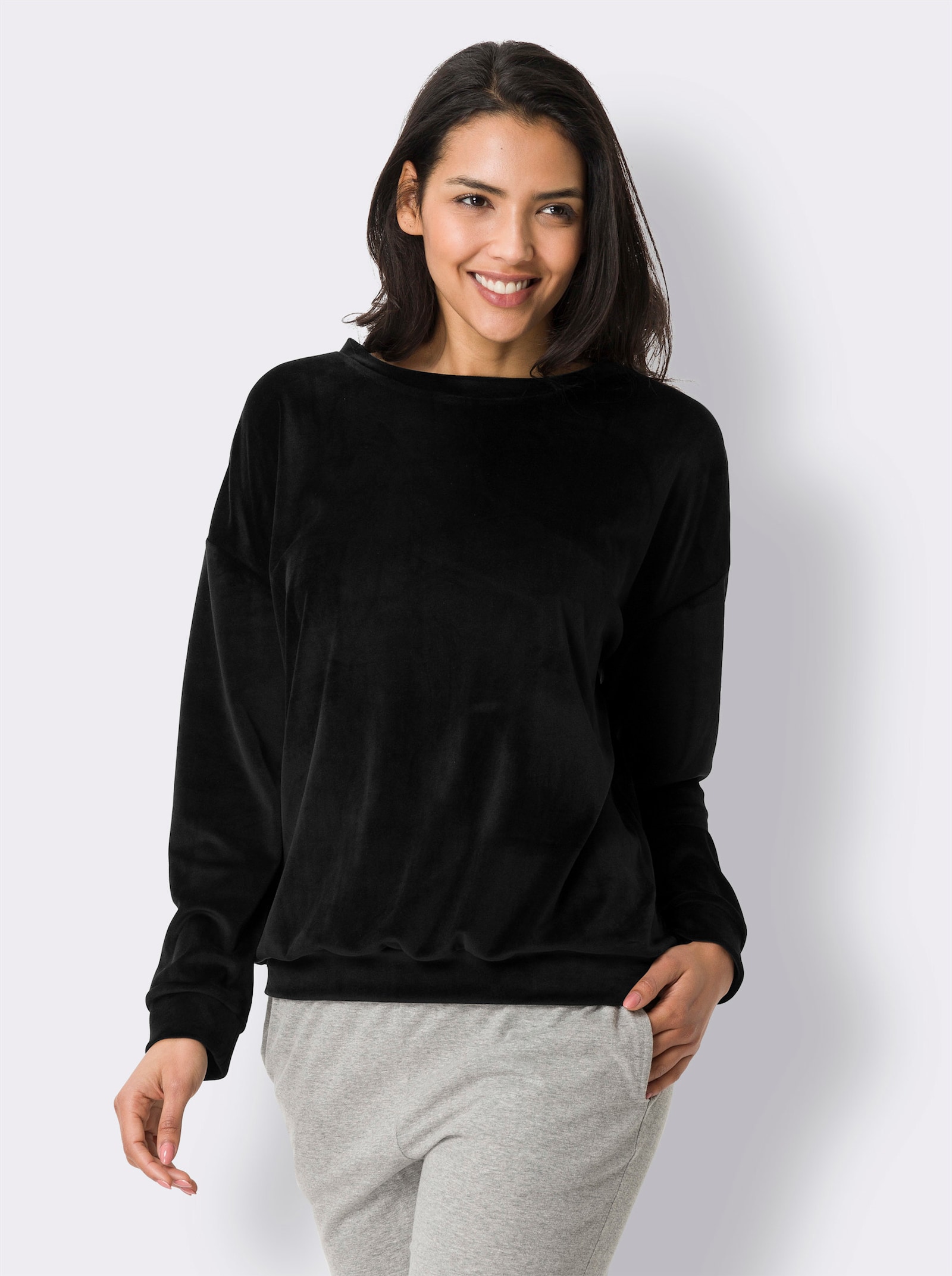 Tričko, dl. rukávy, mat. nicki - čierna