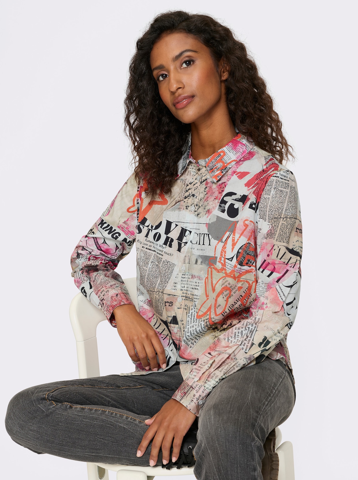 heine Druckbluse - ecru-bedruckt