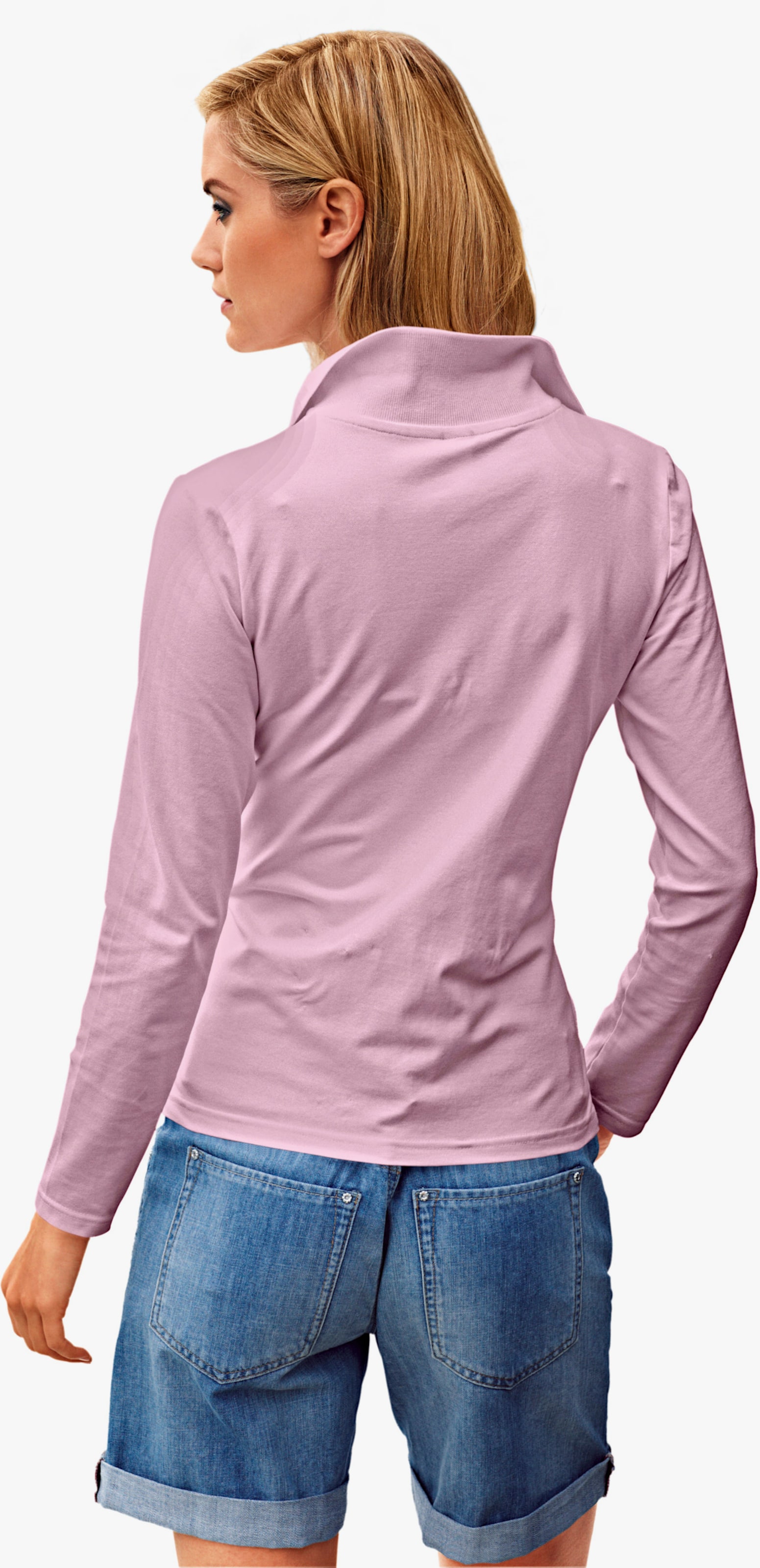 heine Langarm-Poloshirt in Pikee-Qualität - rosé