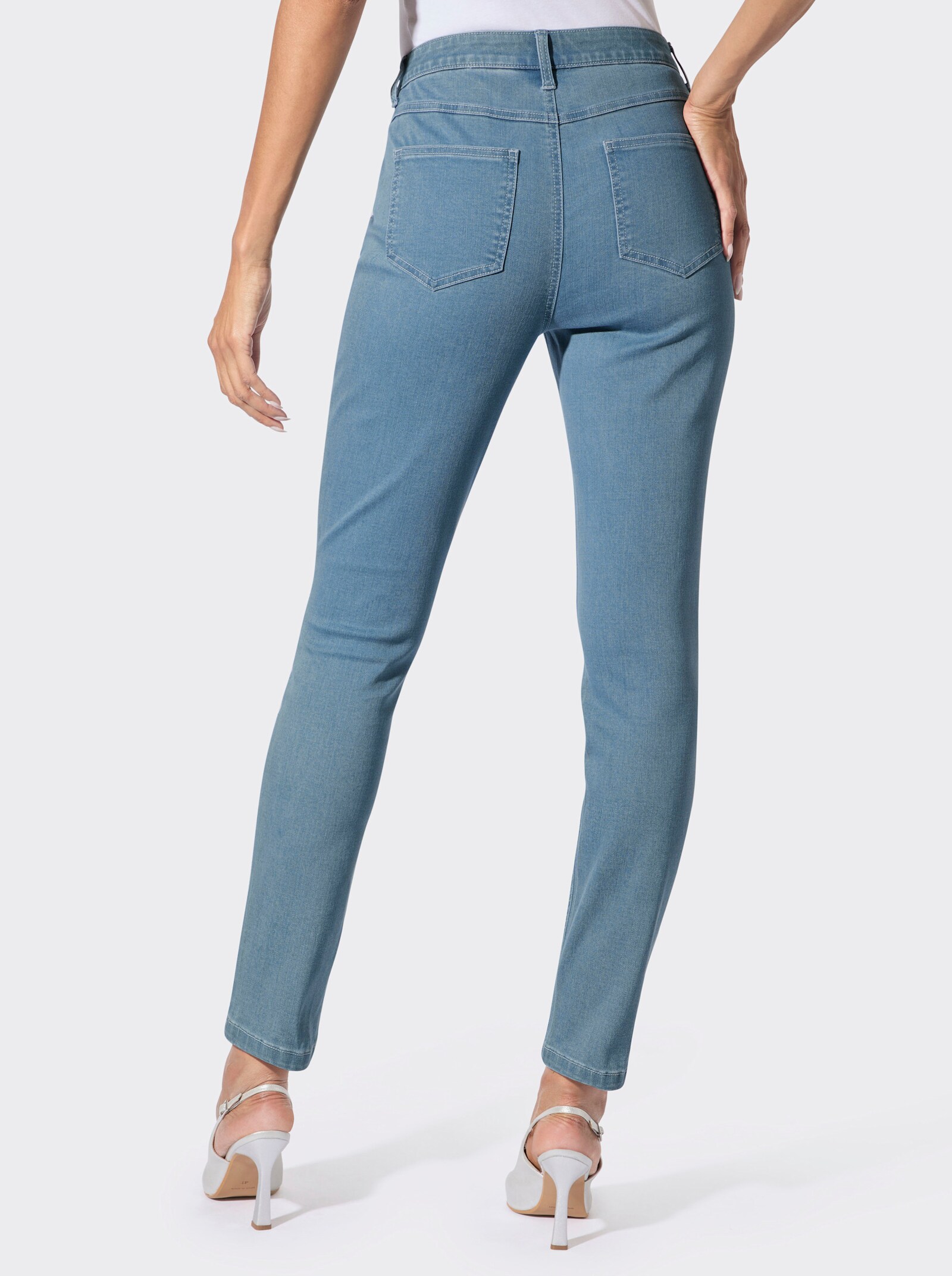 5-Pocket-Jeans mit Glitzersteinchen - blue-stone-washed