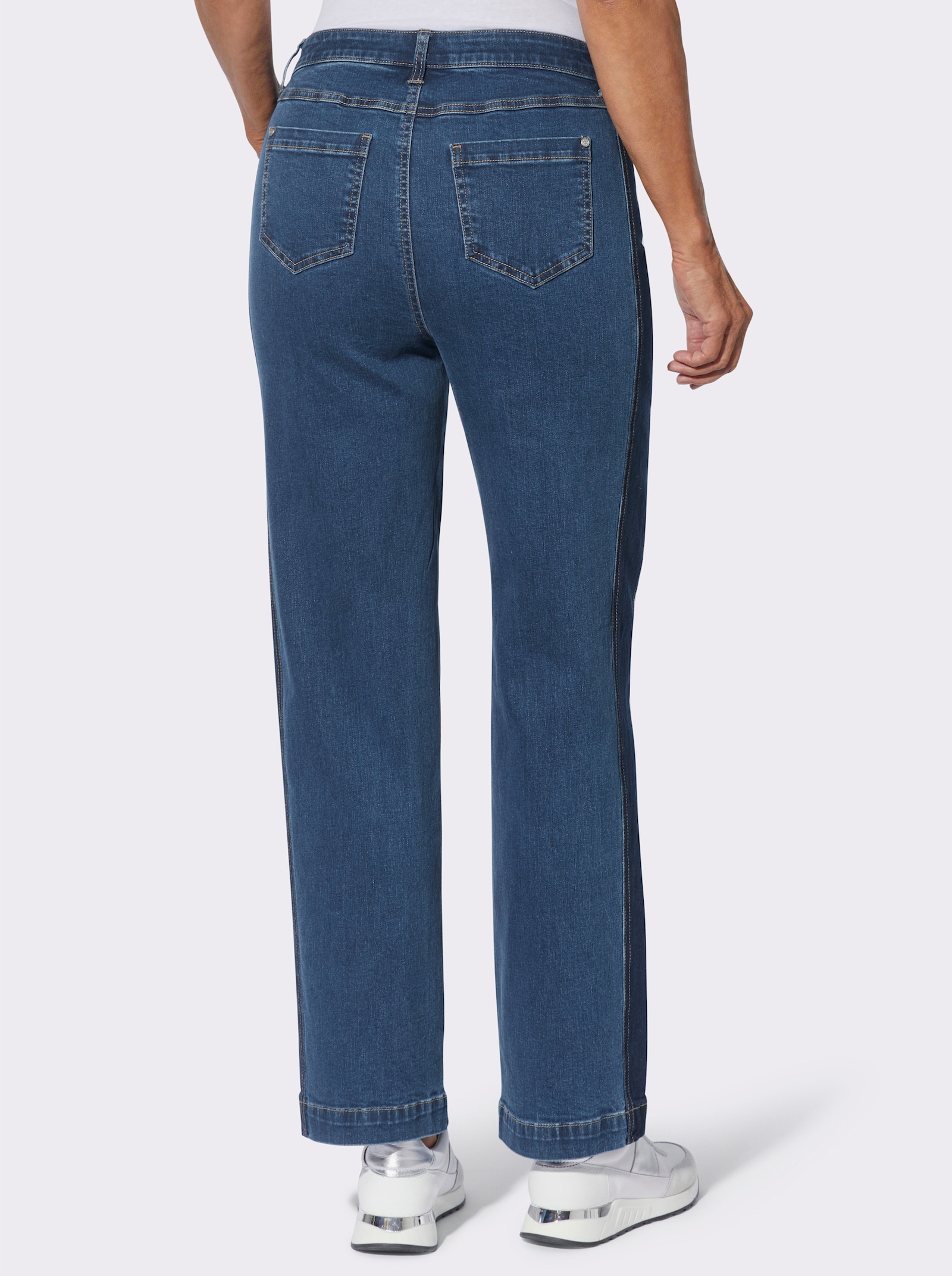 5-Pocket-Jeans mit seitlichen Kontrasten - blue-stone-washed