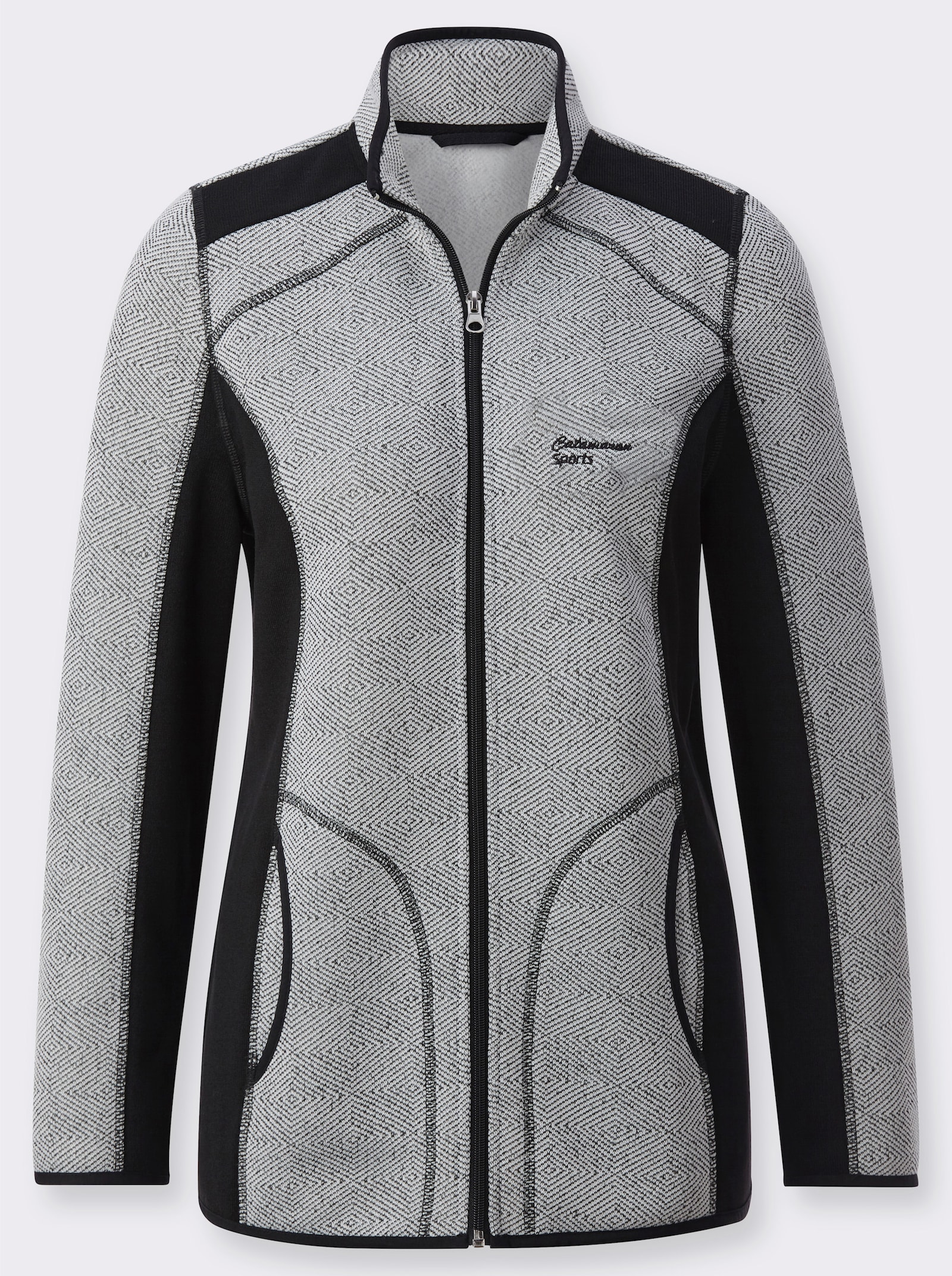 Catamaran Sports Strickfleecejacke mit Kontrasteinsätzen - anthrazit-weiß