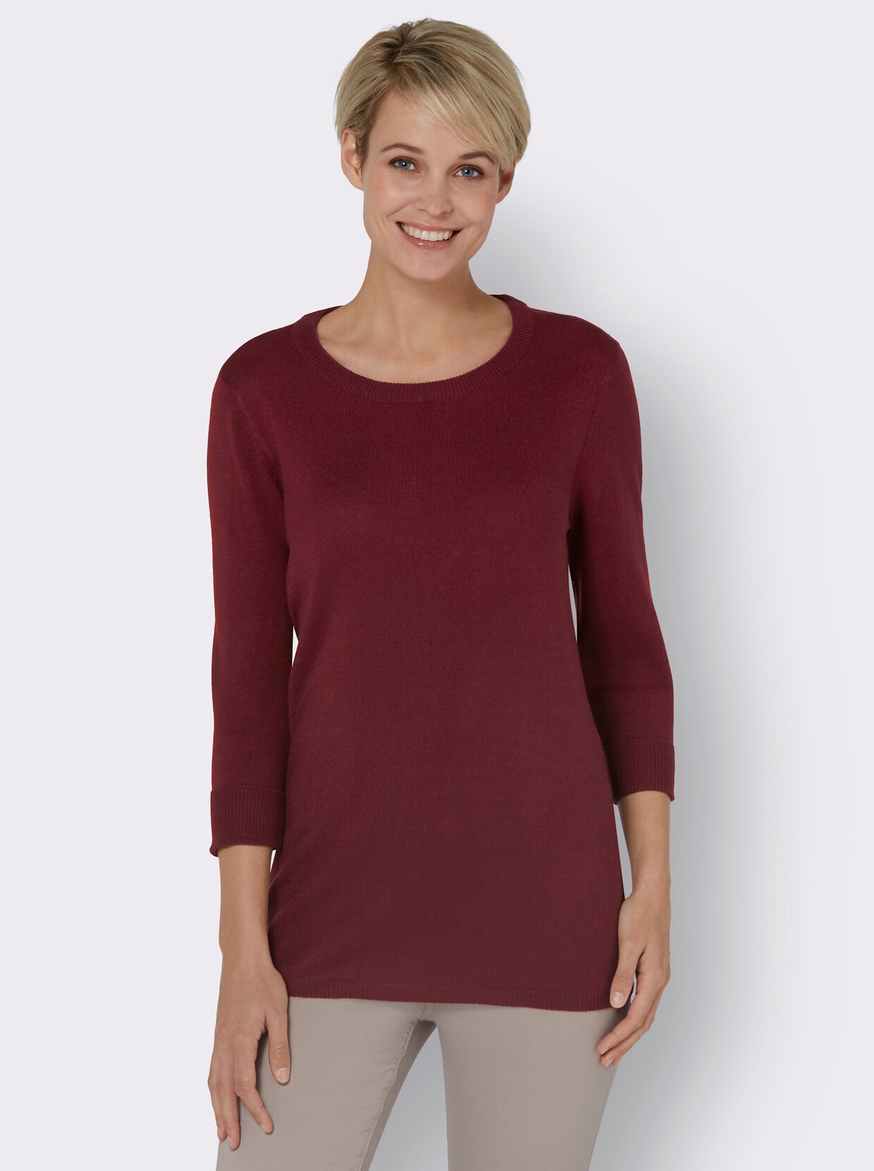 Pullover met lange mouwen - donkerrood + donkerrood gestreept