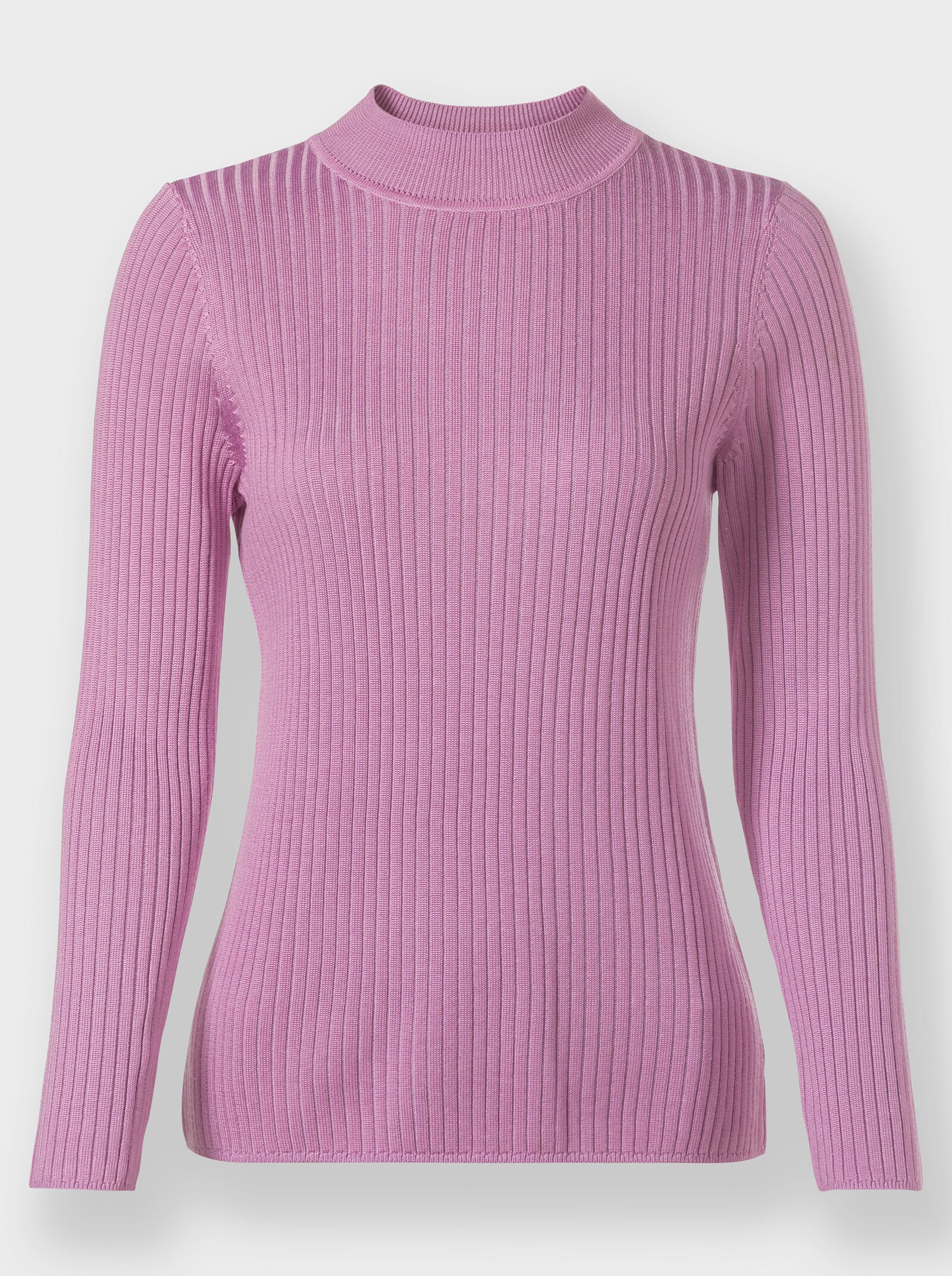 Stehkragenpullover mit Rippabschlüssen - orchidee