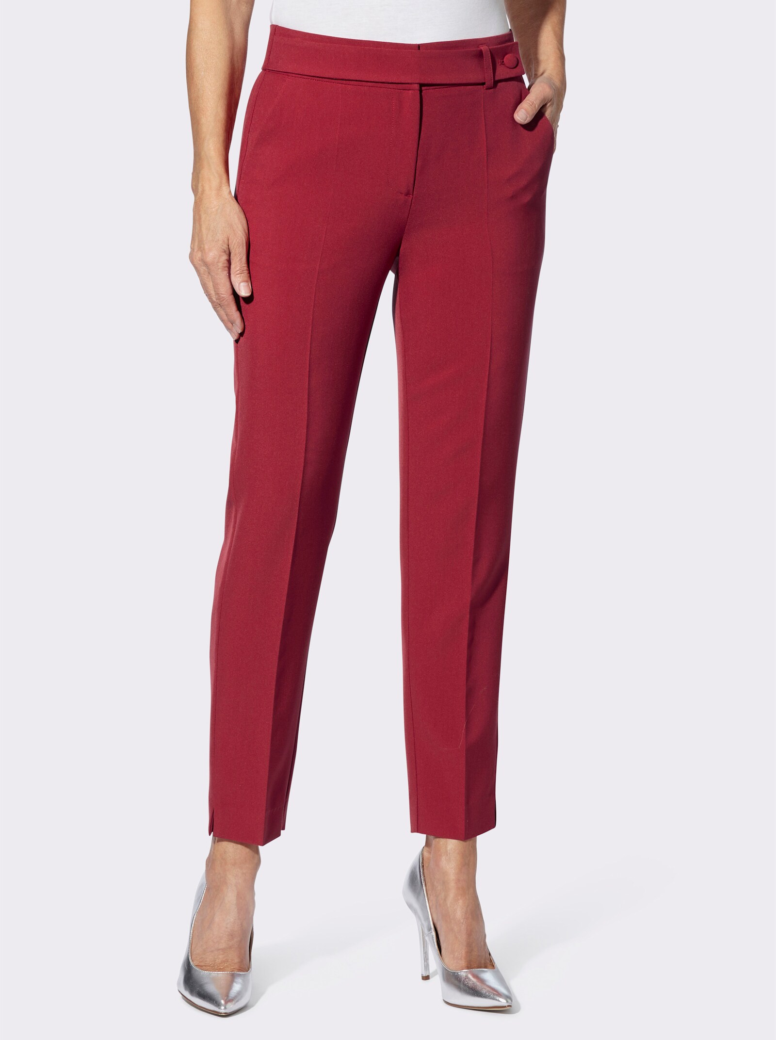 Bügelfaltenhose mit seitlichem Verschluss - kirsche