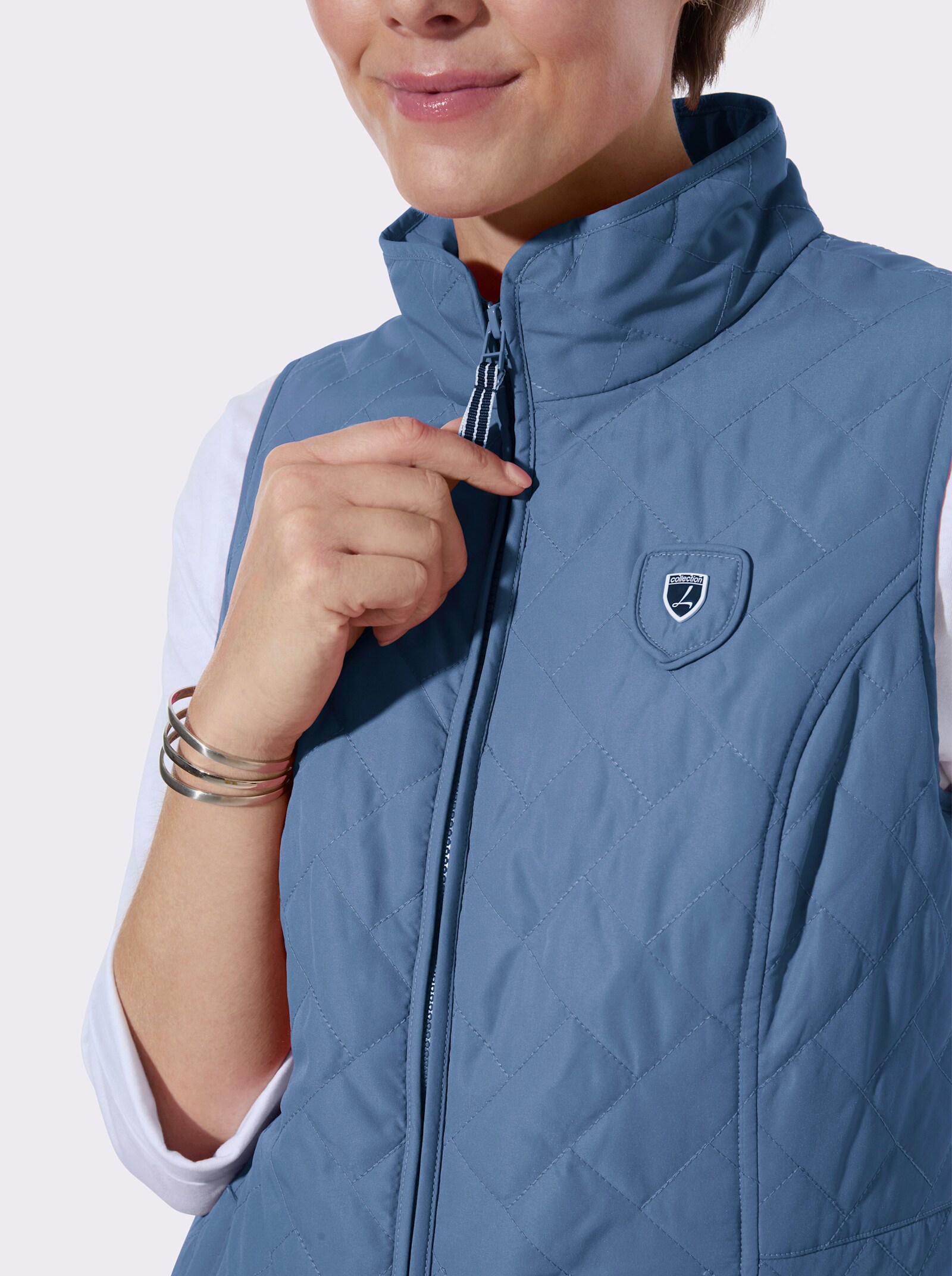 Steppweste mit Taillenbetonung - mittelblau