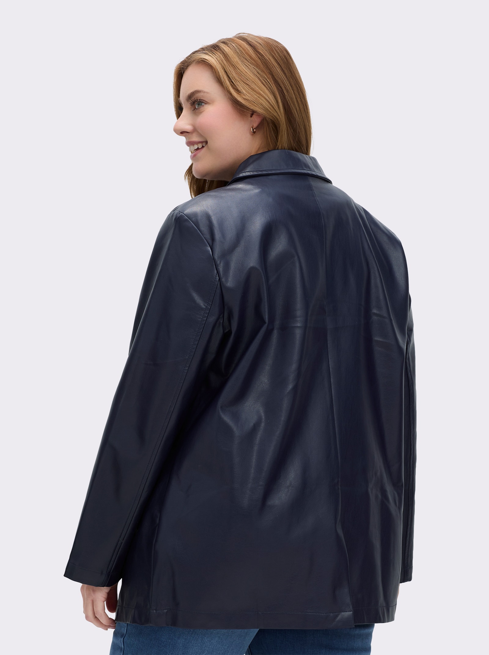 Lederimitatjacke für die Übergangszeit - marine