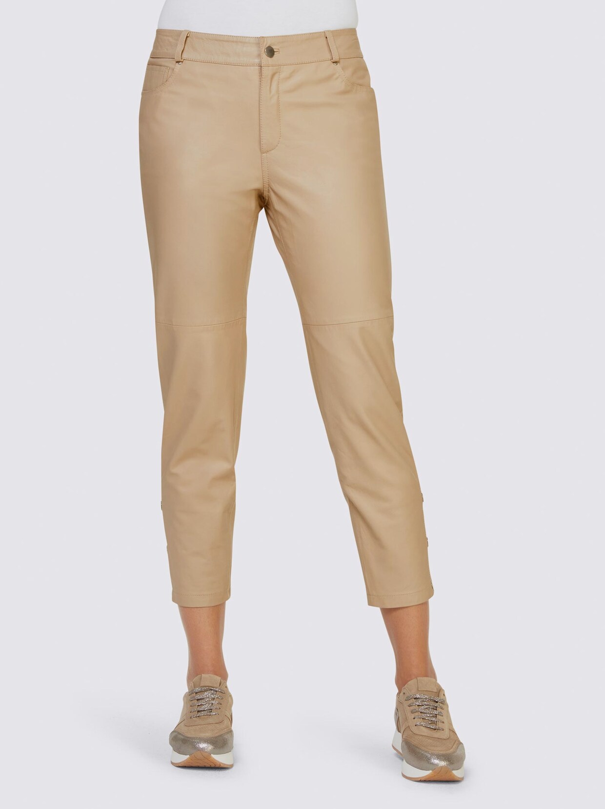 Linea Tesini Pantalon en cuir - beige