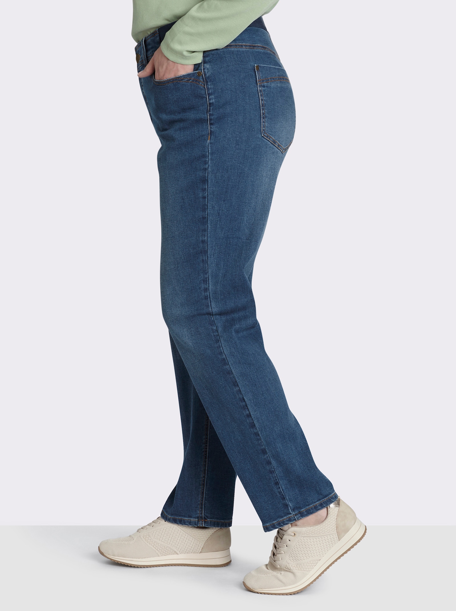 sheego Jeans mit schmalem Bein und Komfortbund - blue-stone-washed