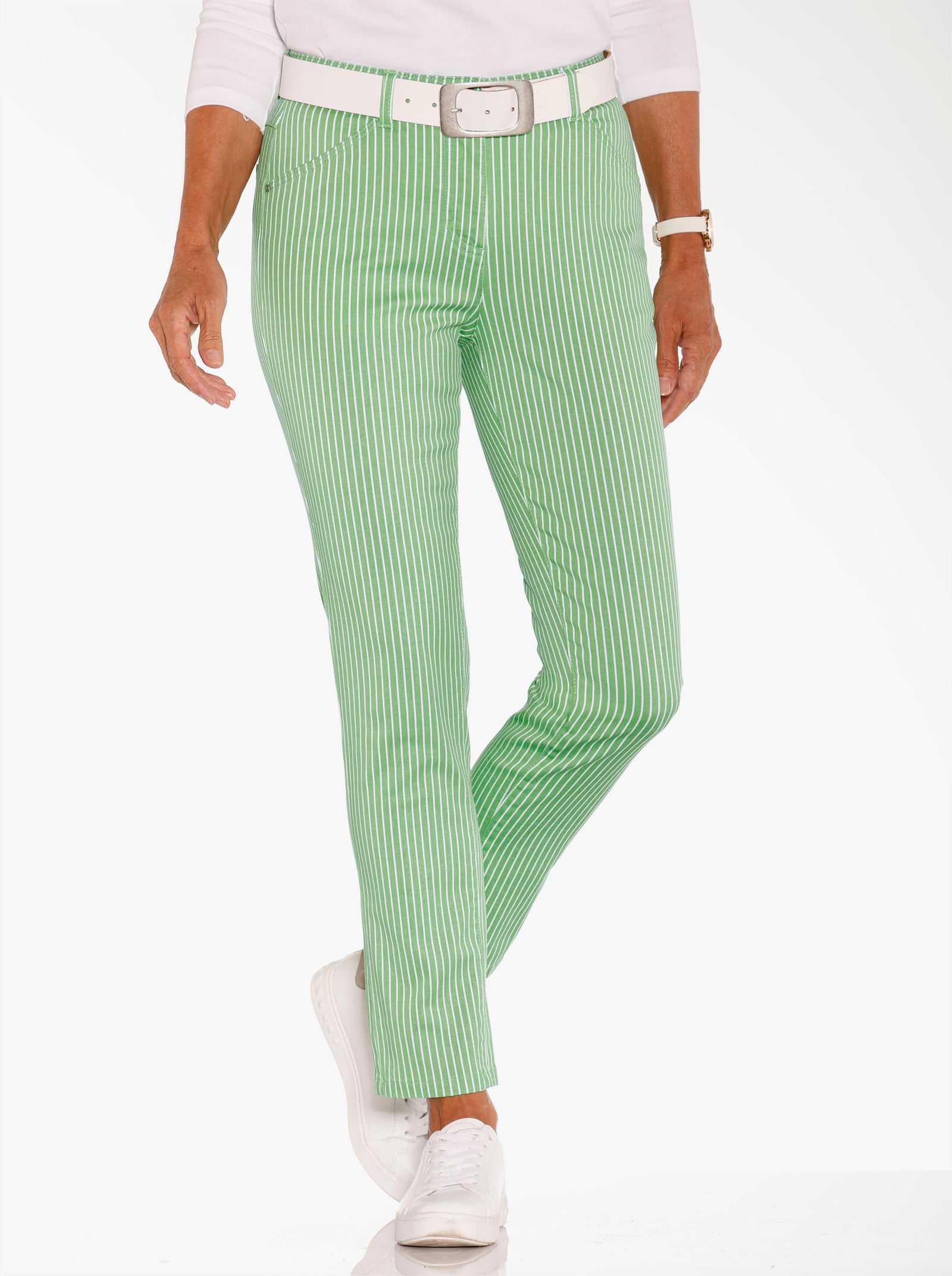 Jeans in Twill-Qualität - apfel-weiss-gestreift