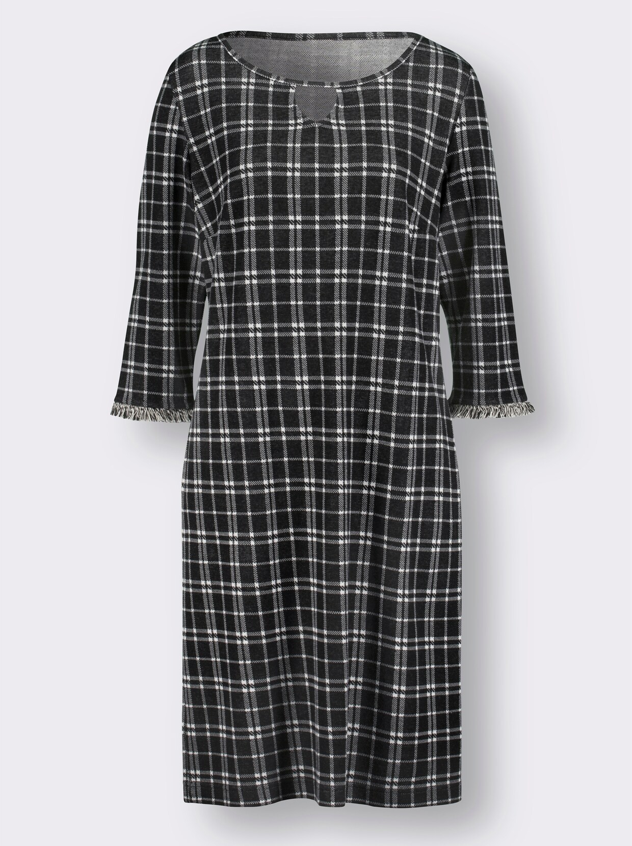 Jerseykleid - schwarz-weiß-gemustert