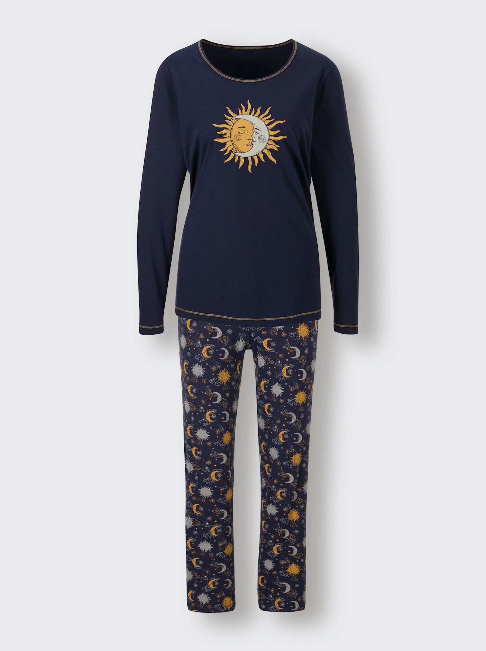 wäschepur Schlafanzug - marine-ocker-bedruckt