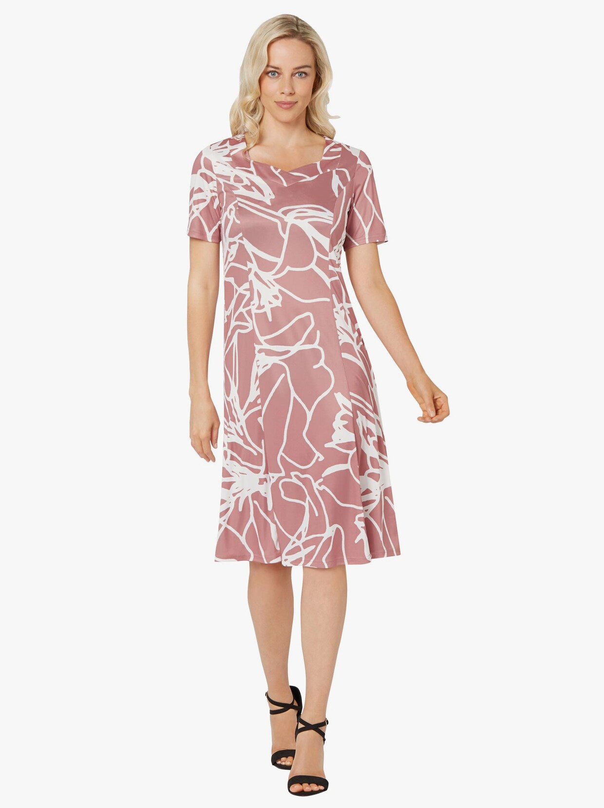 Jersey jurk - rozenhout gedessineerd