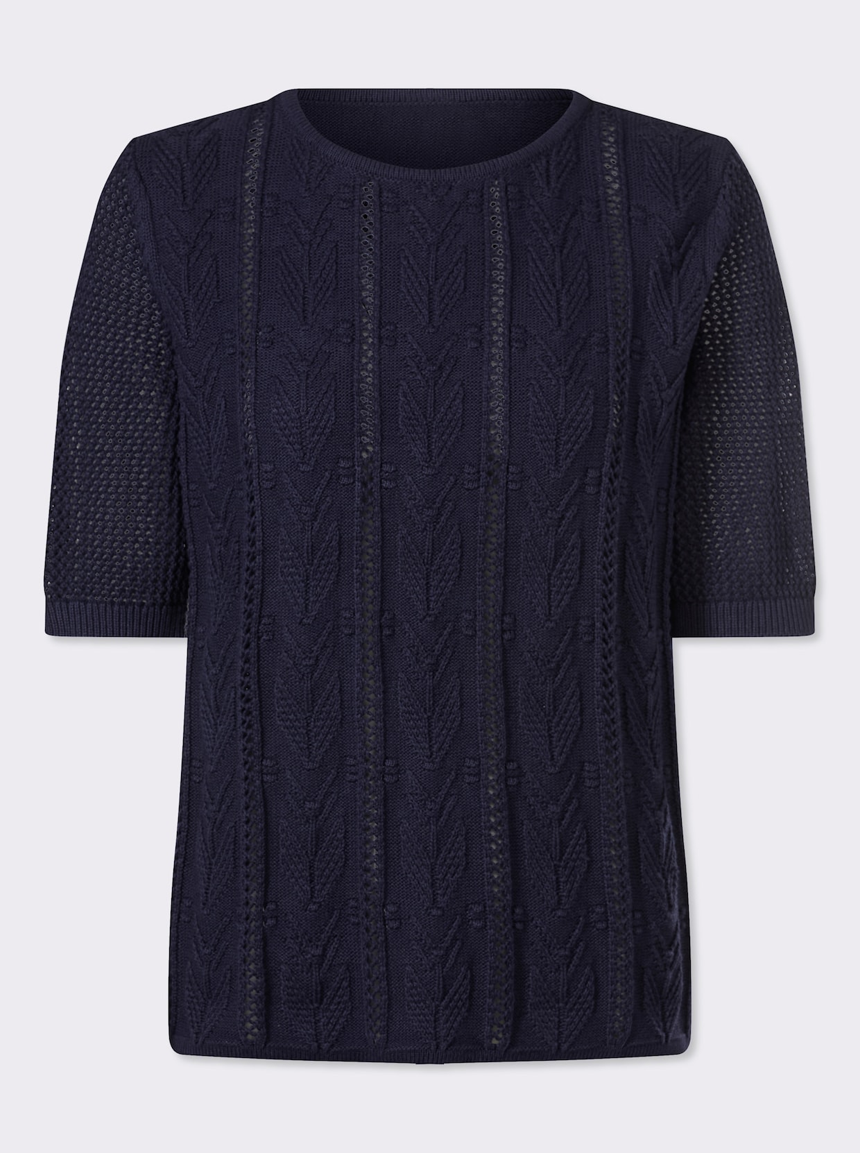 Ajourpullover aus reiner Baumwolle - marine