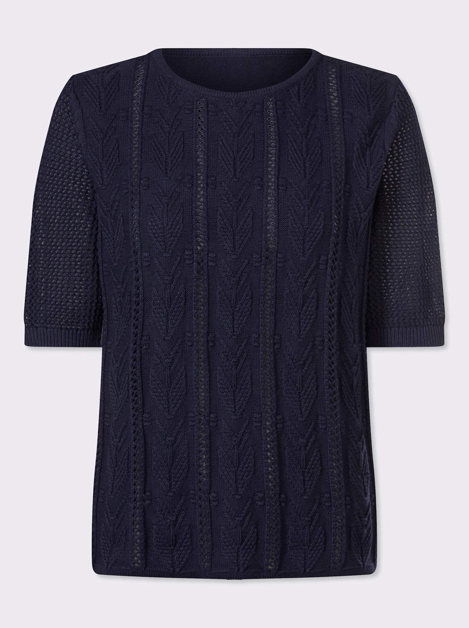 Ažurový svetr z čisté bavlny - námořnická modrá