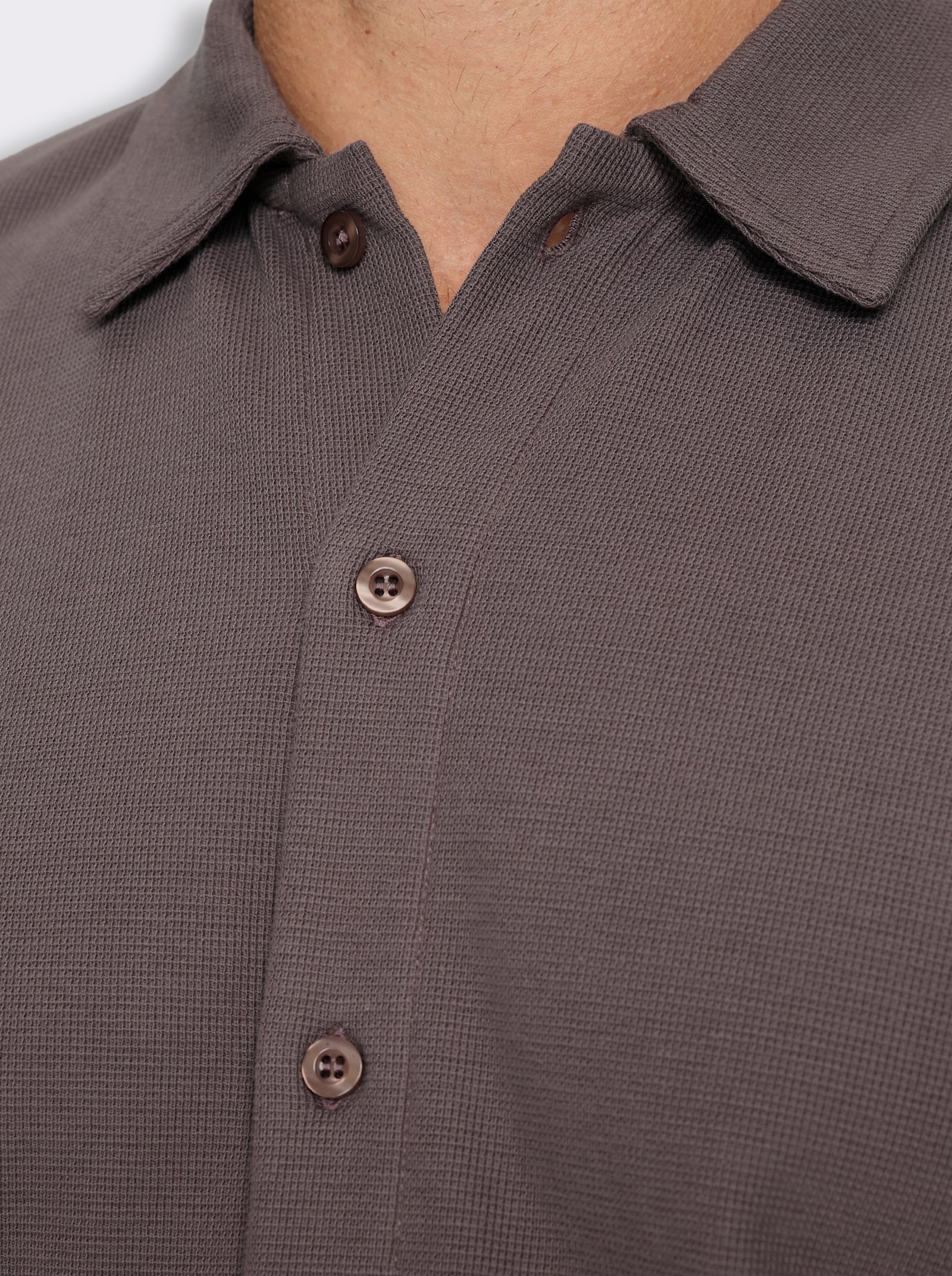 Marco Donati Kurzarmshirt mit Waffel-Struktur, Baumwolle - dunkeltaupe