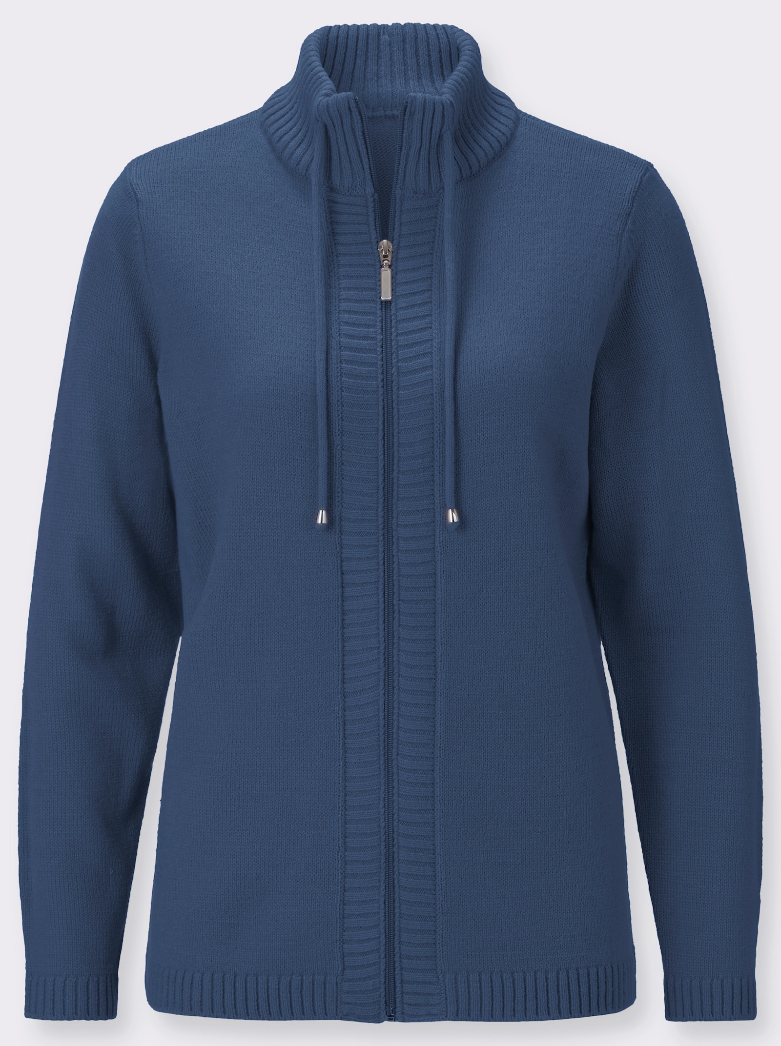 Strickjacke mit Reißverschluss - jeansblau