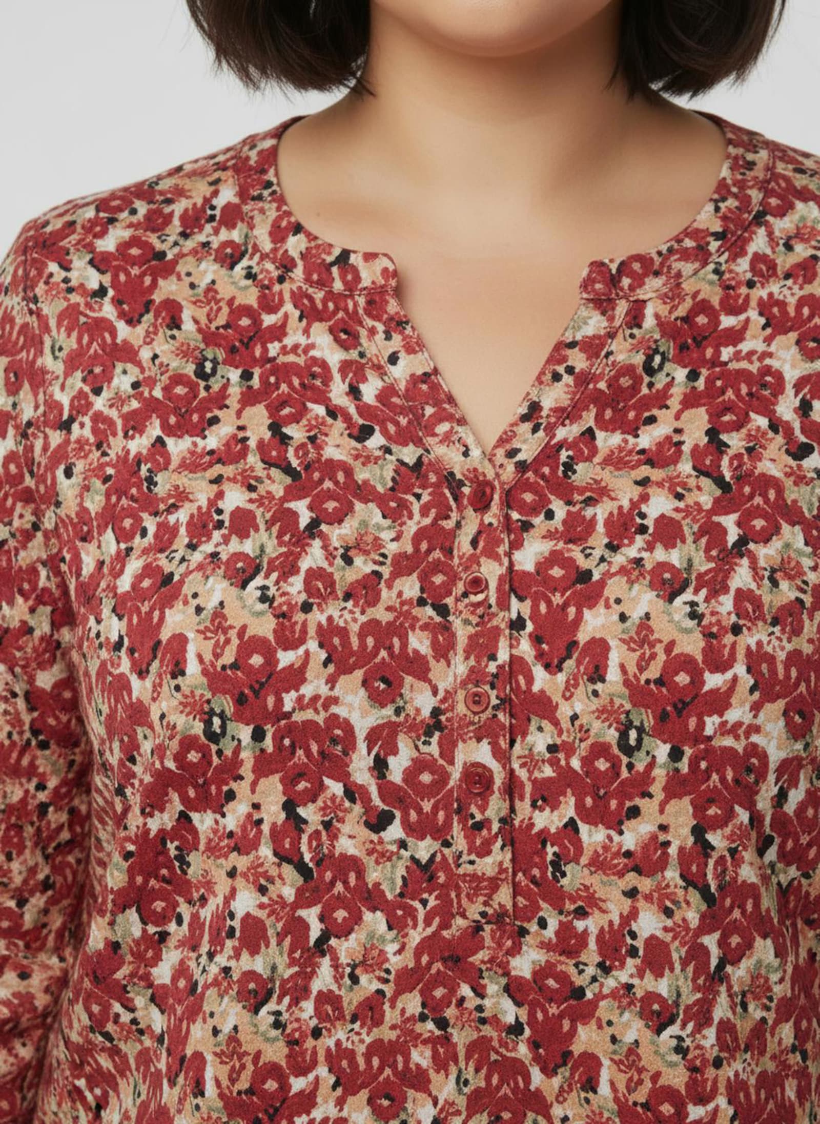 Druckbluse mit Gummizug an Ärmeln und Saum - erdbeere-lindgrün-bedruckt