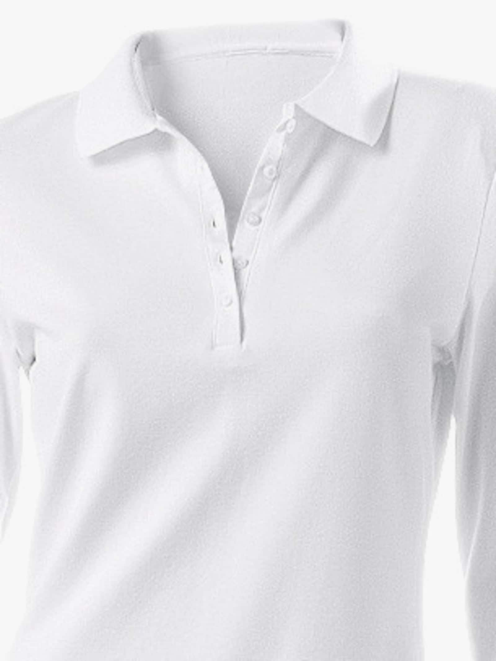 heine Langarm-Poloshirt in Pikee-Qualität - weiß