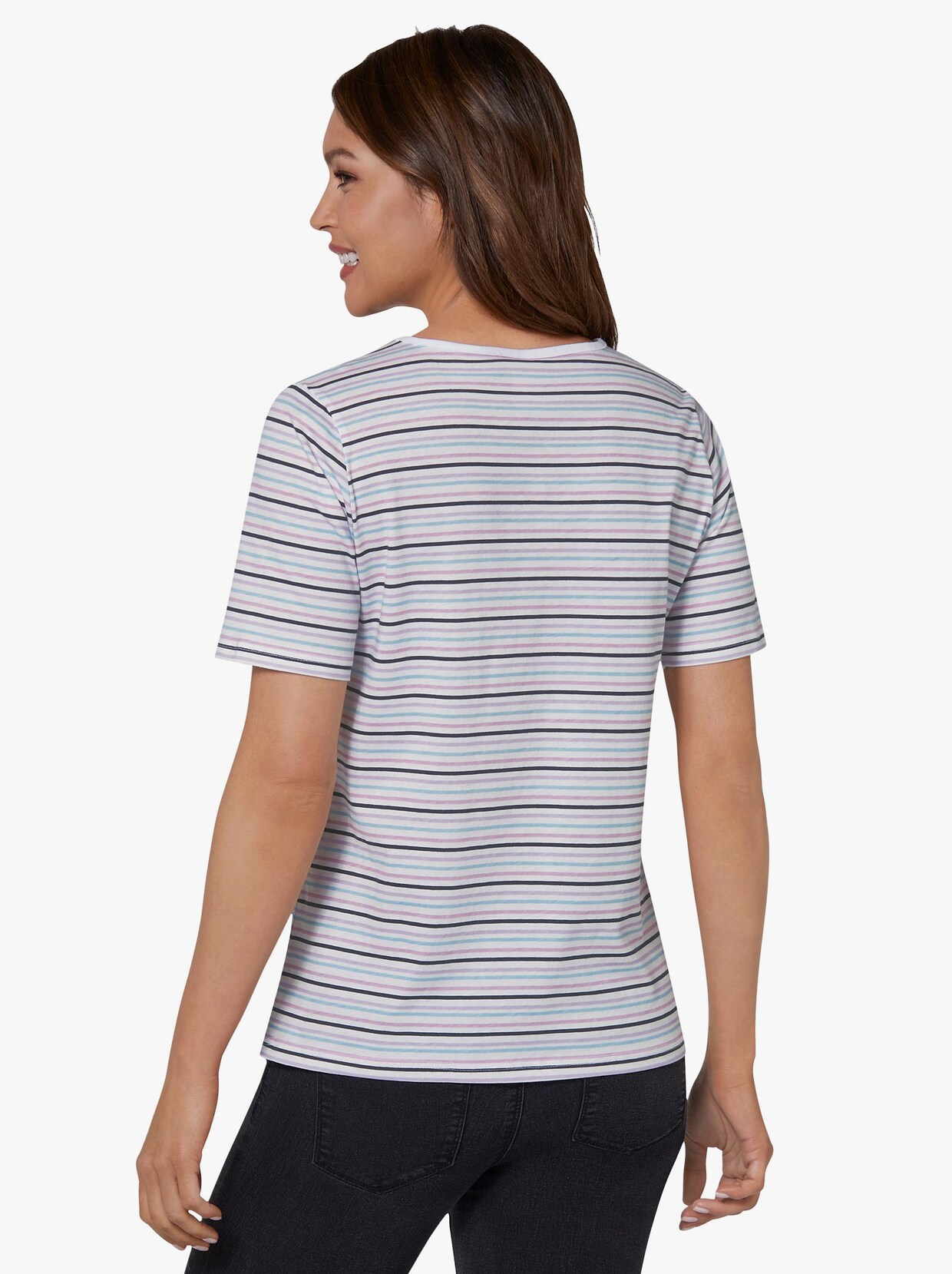 Shirt met korte mouwen - marine/ecru gestreept
