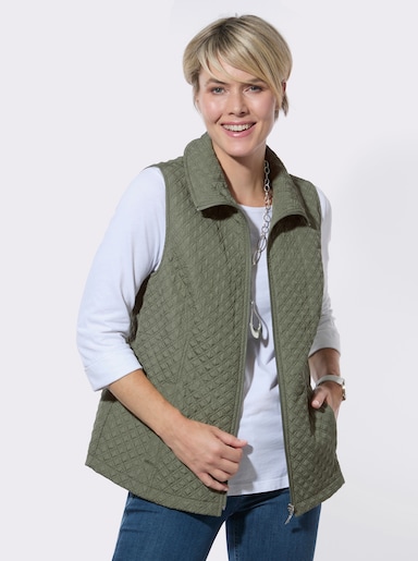 Steppweste mit formgebenden Wiener Nähten - khaki