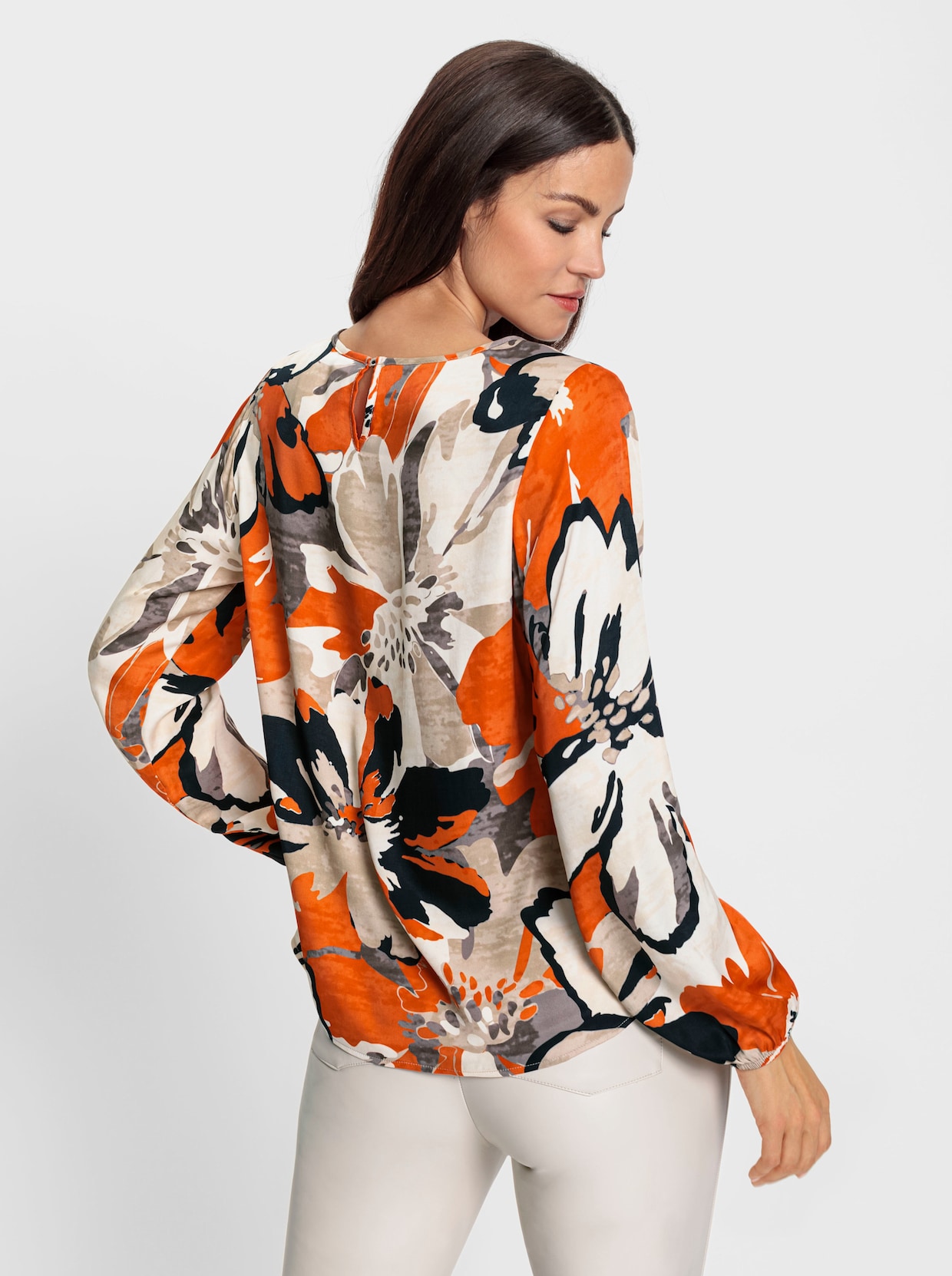 heine Blouse met print - oranje/zwart geprint