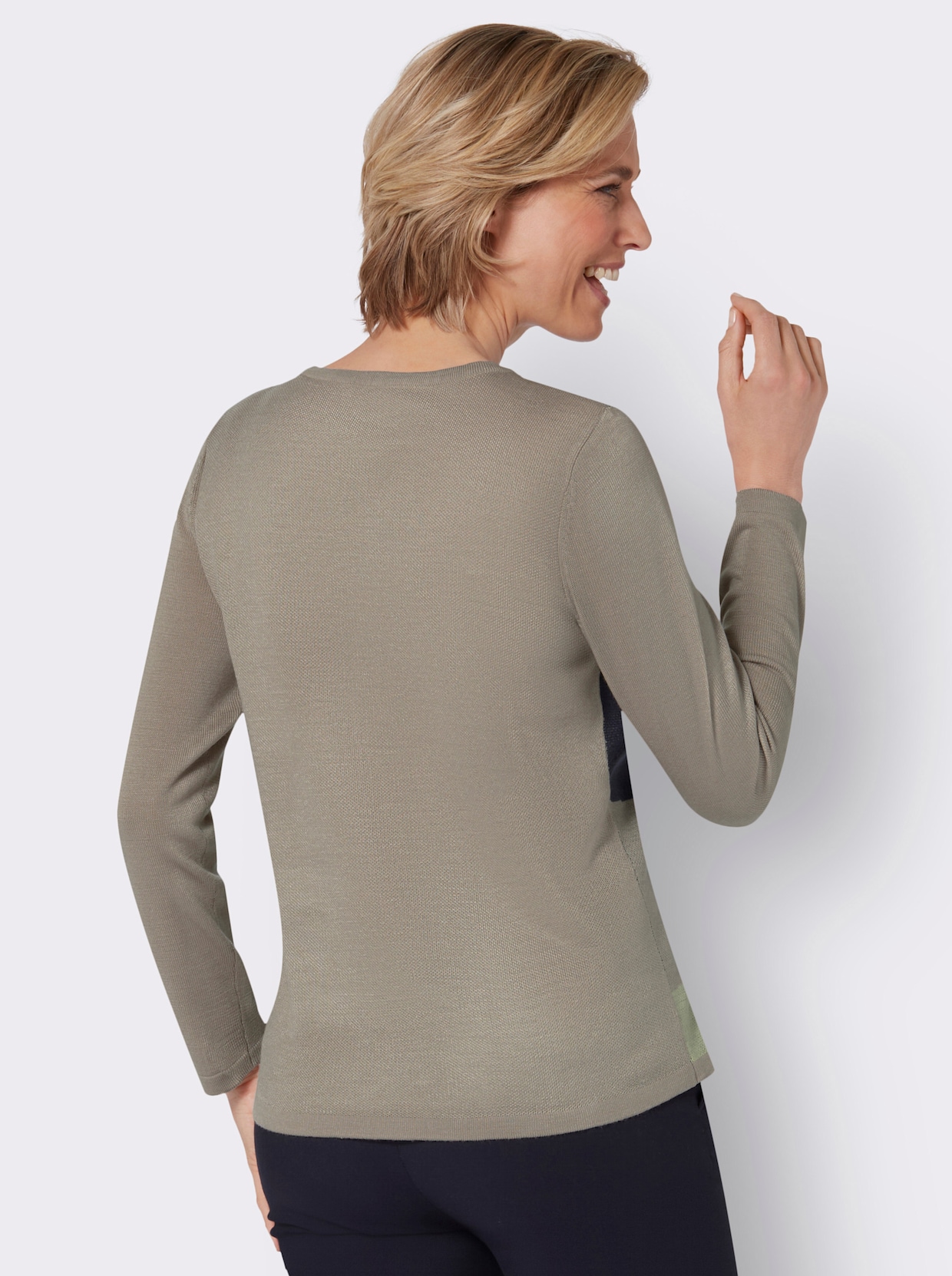 Pullover van jacquard - sesam/pistache gedessineerd