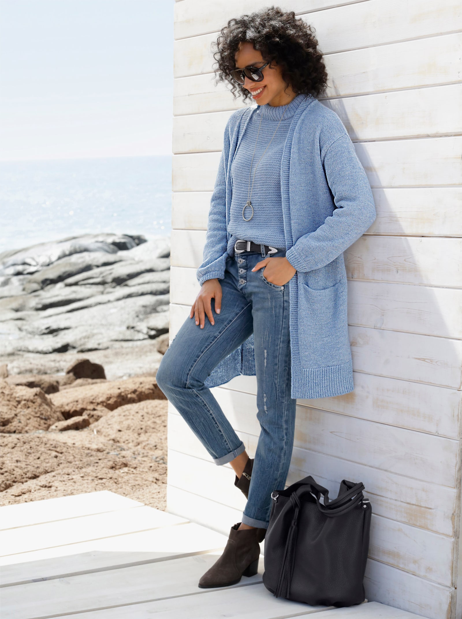 heine Veste en tricot avec poches - bleu