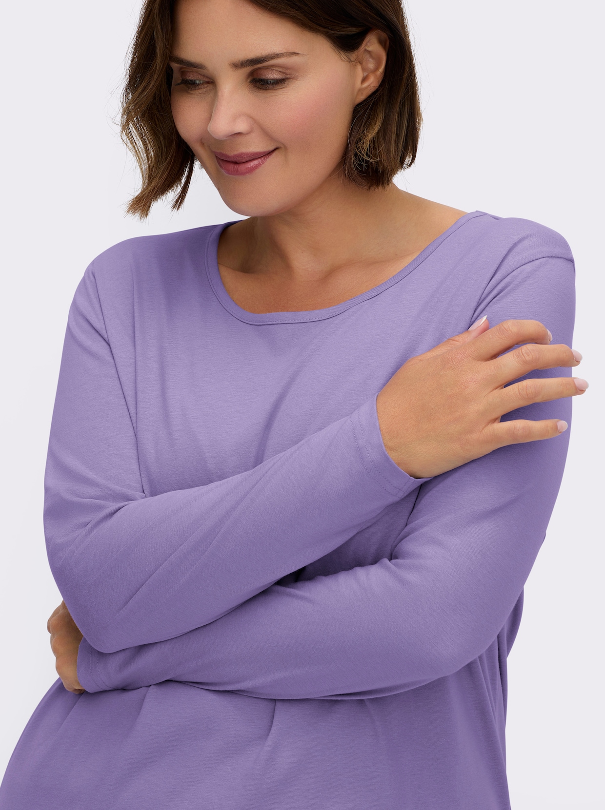 Langarmshirt in weiter Form - lavendel