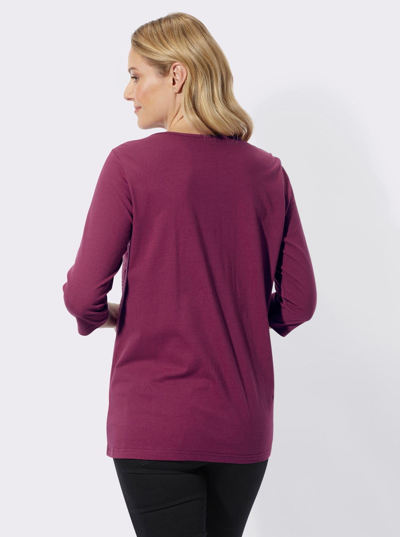 Longshirt mit platziertem Druckmuster - malve-fuchsia