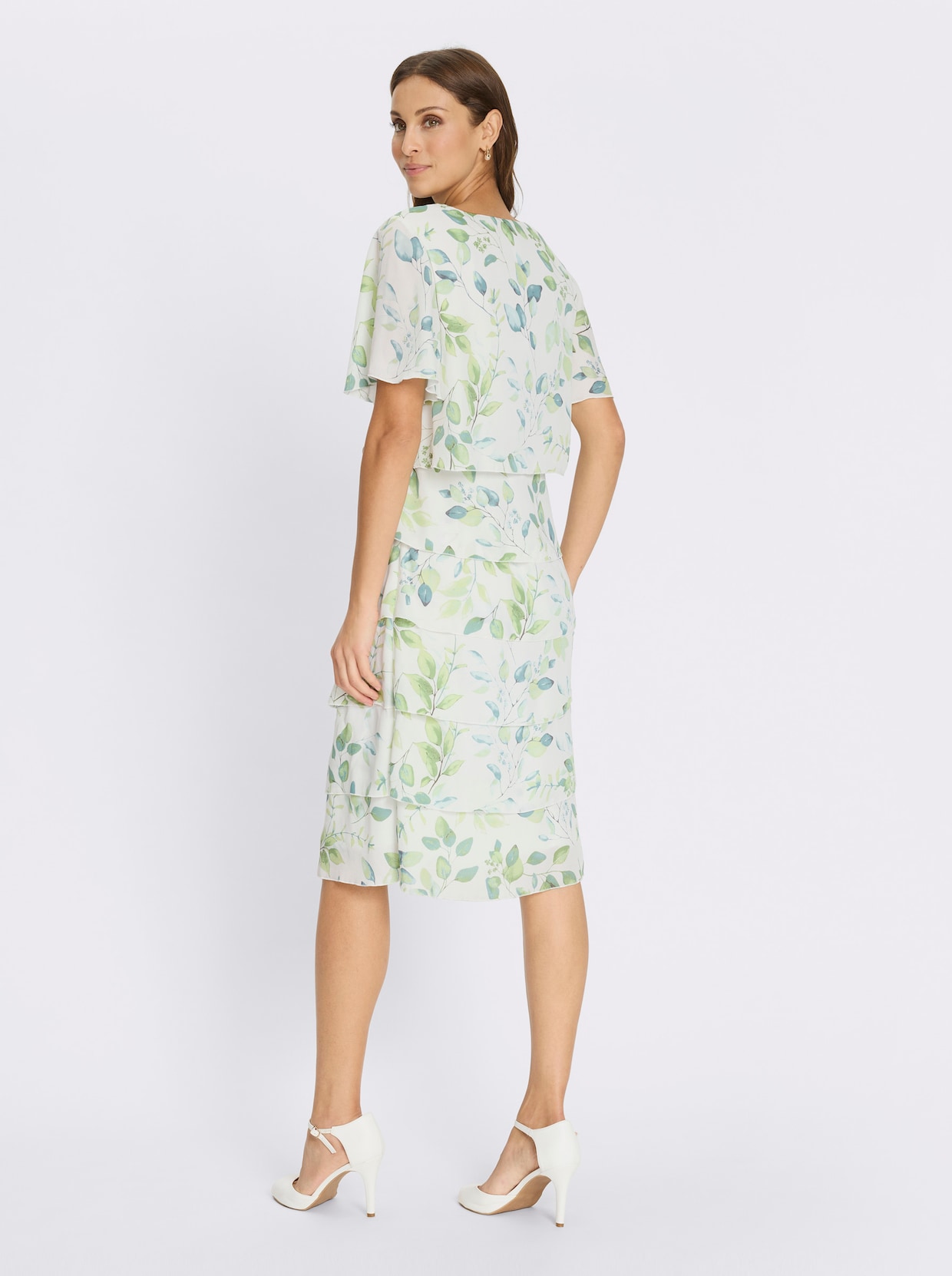 Druckkleid - weiß-eucalyptus-bedruckt