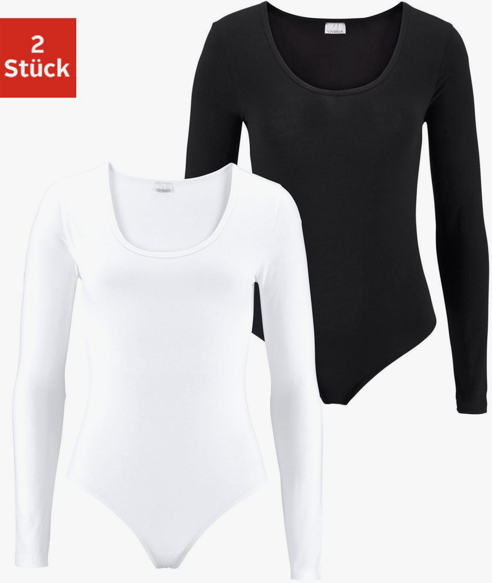 Vivance Body met lange mouwen - zwart, wit