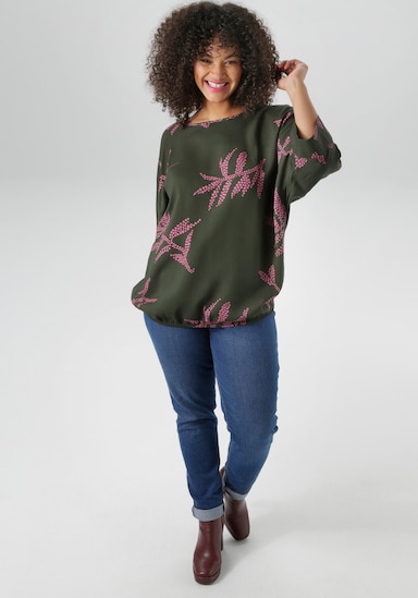 Aniston PLUS Schlupfbluse - olive-pink