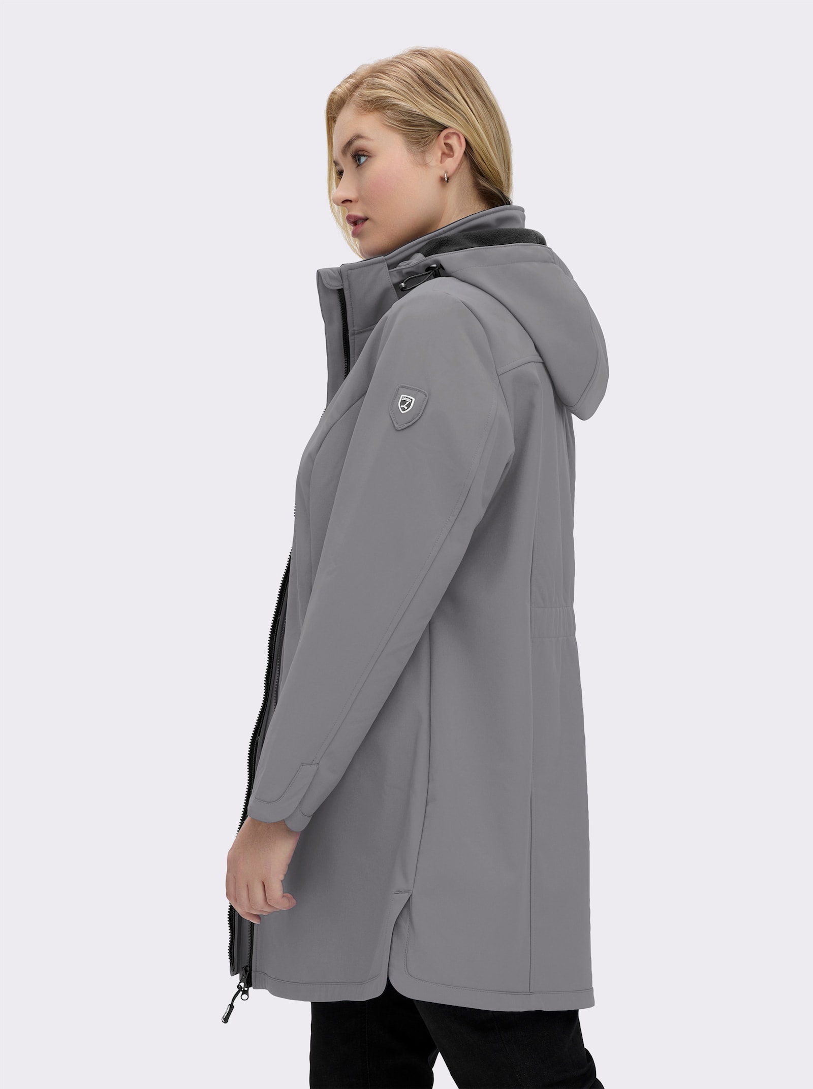 Softshelljacke mit Gummizug im Rücken - grau