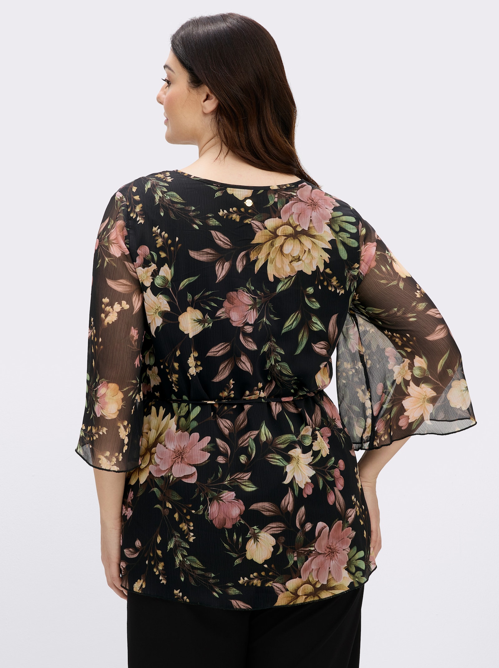 sheego Tunika mit floralem Alloverprint - schwarz-rosenholz-bedruckt