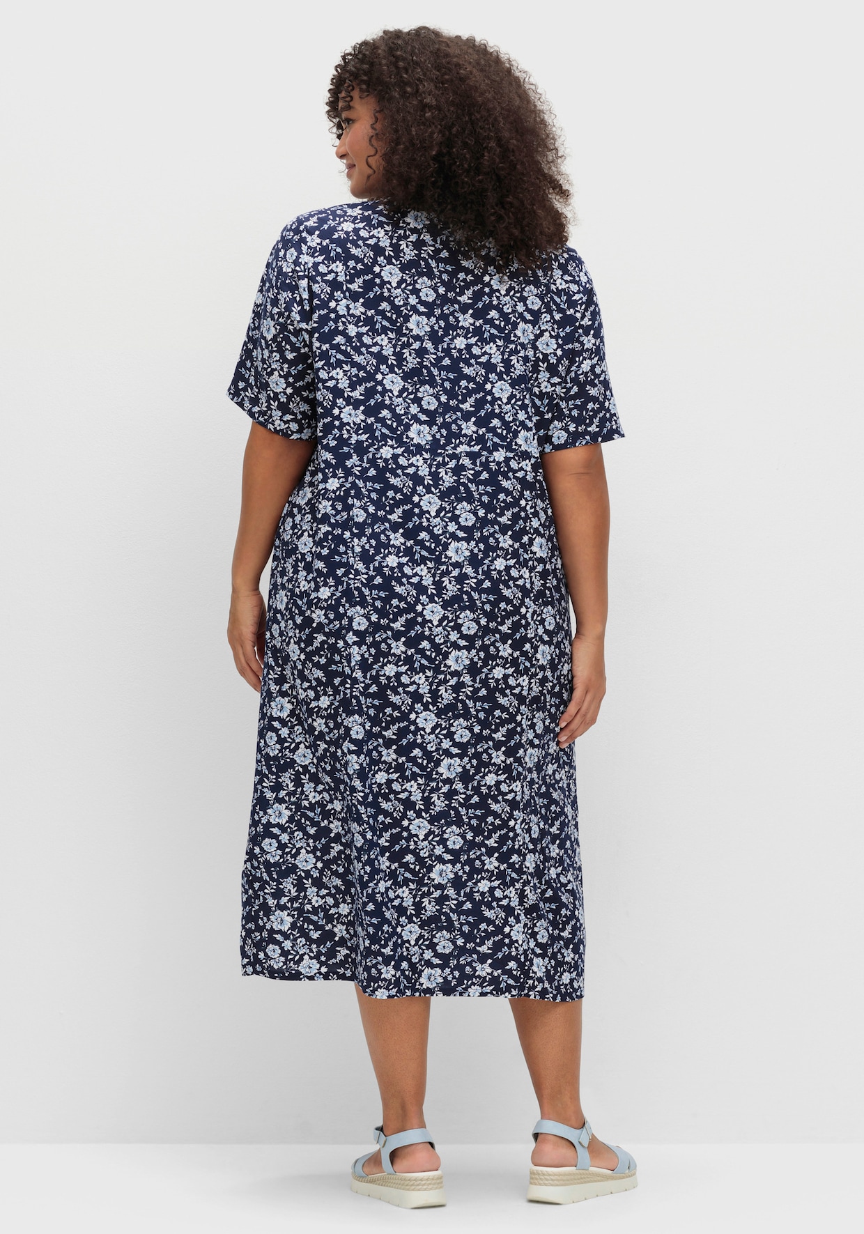 Druckkleid - marine-hellblau-bedruckt