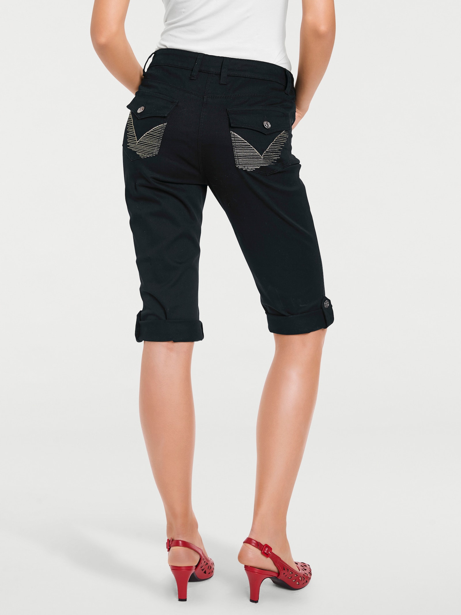 heine Caprijeans mit Power-Mesh - schwarz