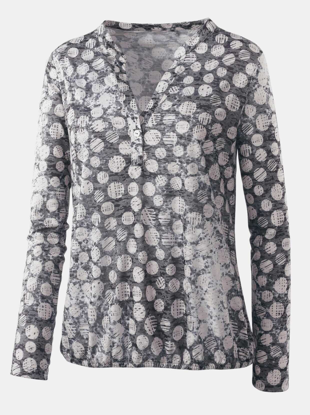 Shirt met lange mouwen - grijs/ecru geprint