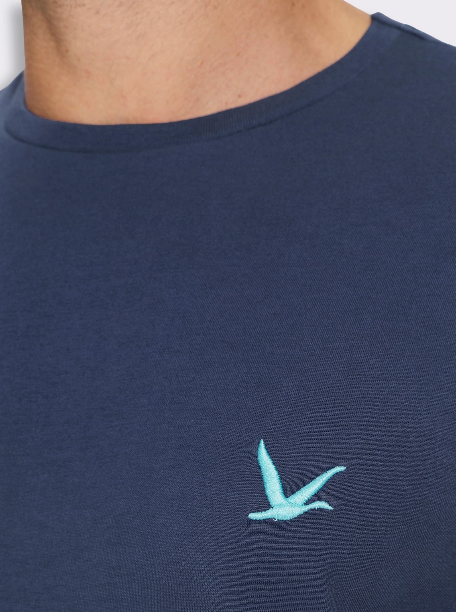 T-Shirt im 3er-Pack - dunkelblau + steingrau + aquamarin