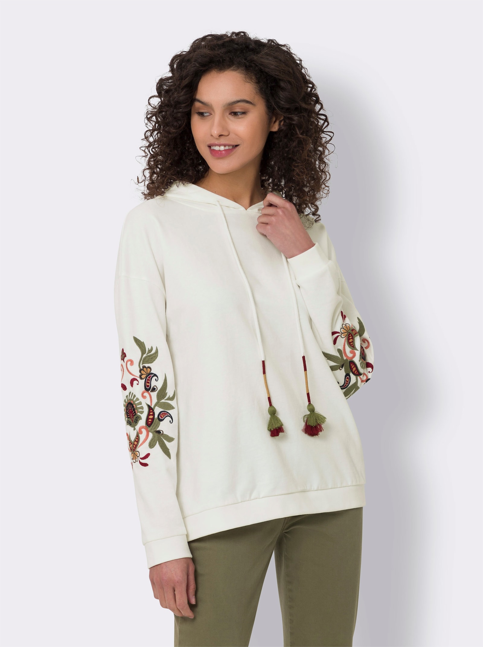 heine Hoodie mit Quaste - ecru-dunkeltaupe-gemustert