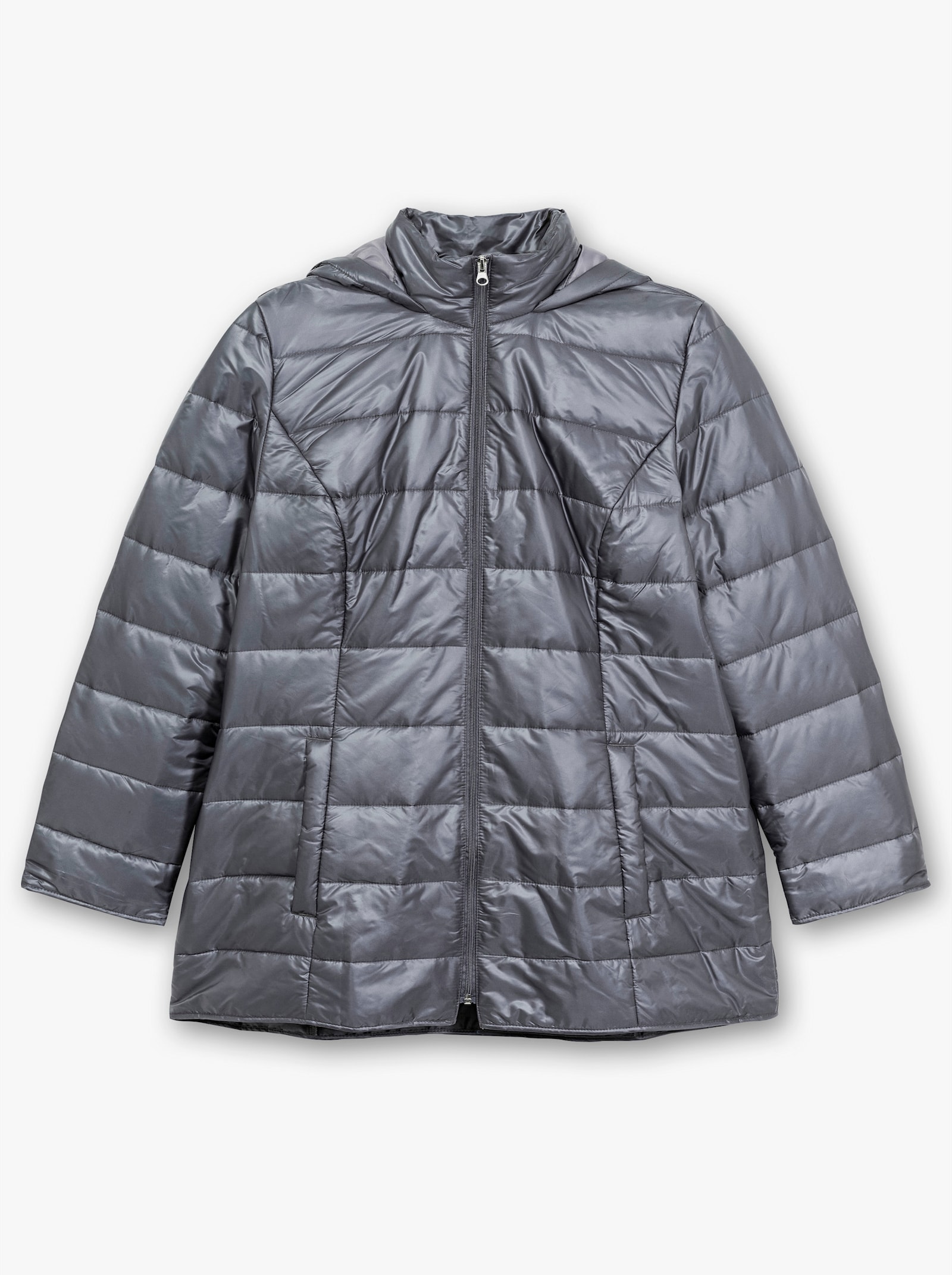 Steppjacke mit Kapuze, wärmend - grau