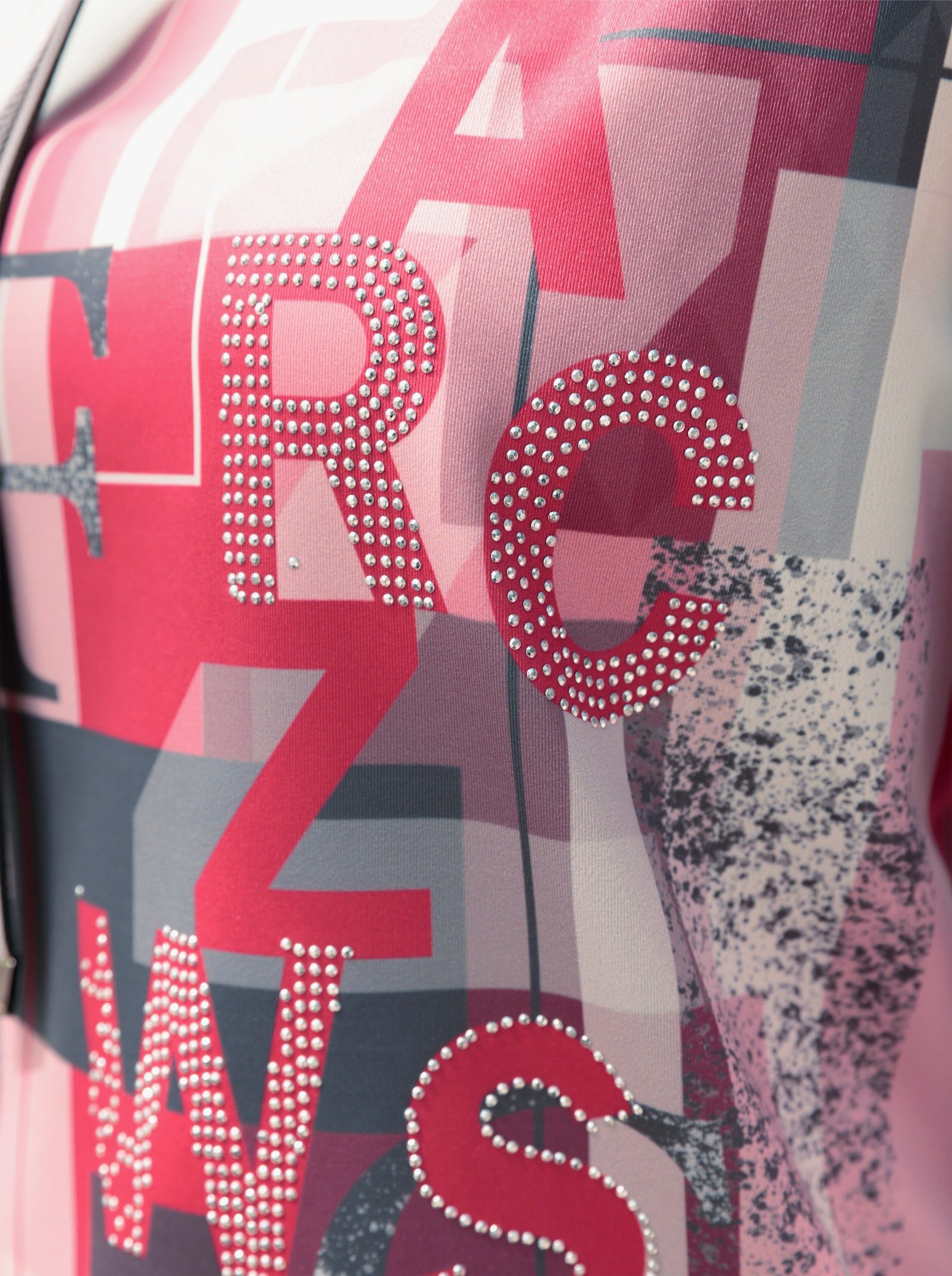 Sweatshirt mit halsfernem Kragen - erdbeere-gemustert