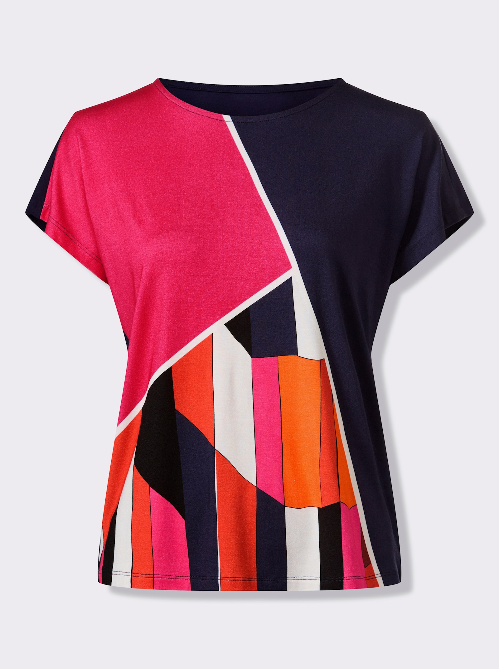 heine Kurzarmshirt mit Mustermix - orange-marine-bedruckt