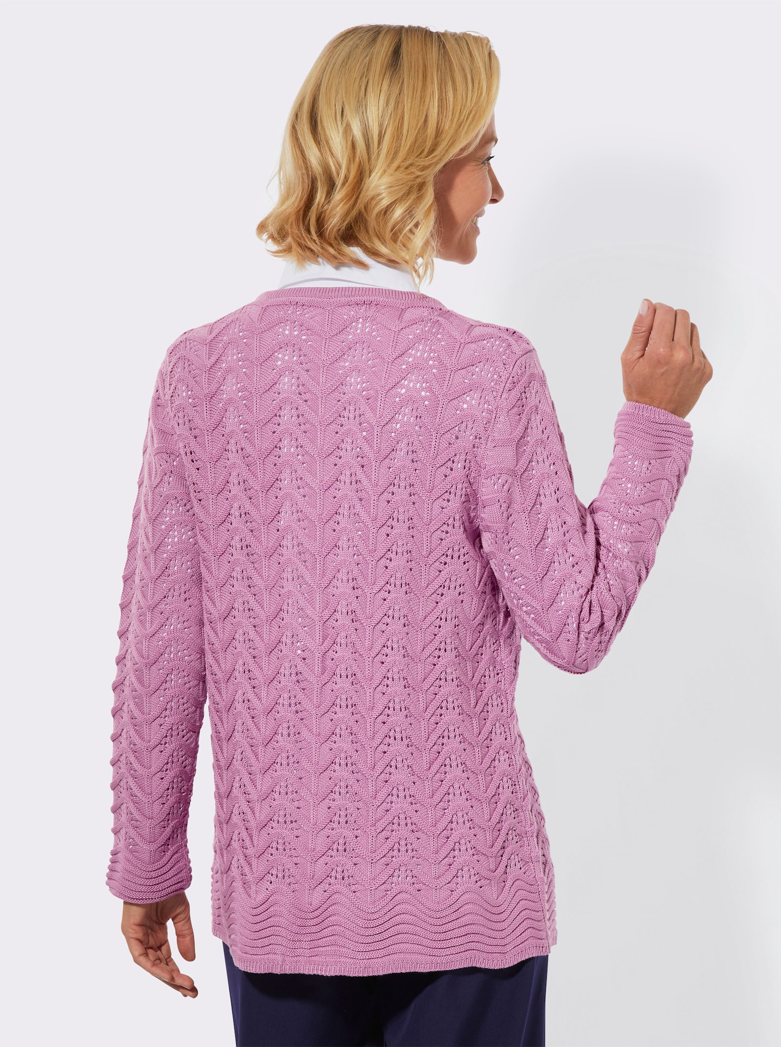 Strickjacke im Ajourmuster - orchidee